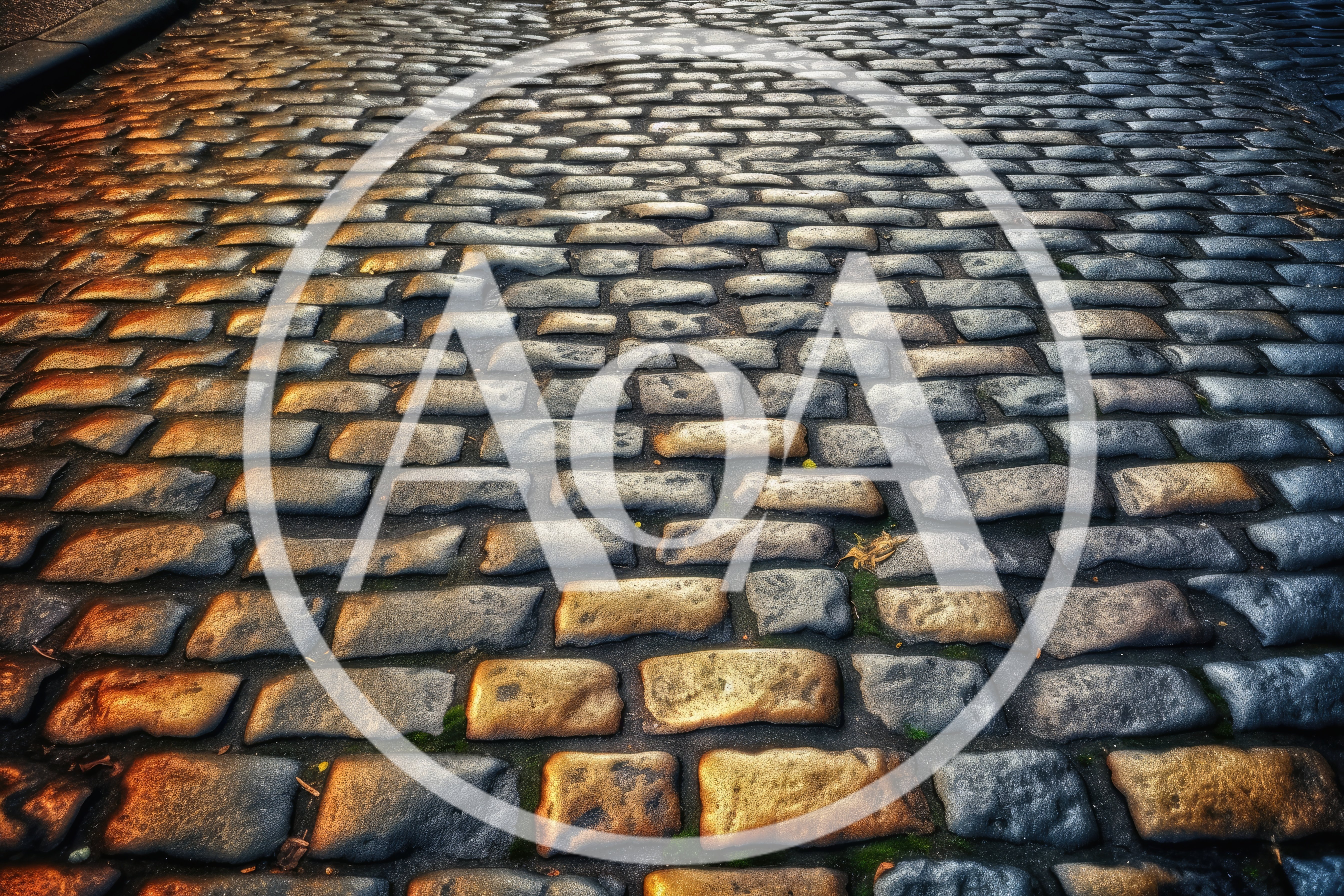 Cobblestone Street Surface With Warm And Cool Lighting