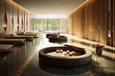 Luxury Spa Relaxation Room With Floating Candles