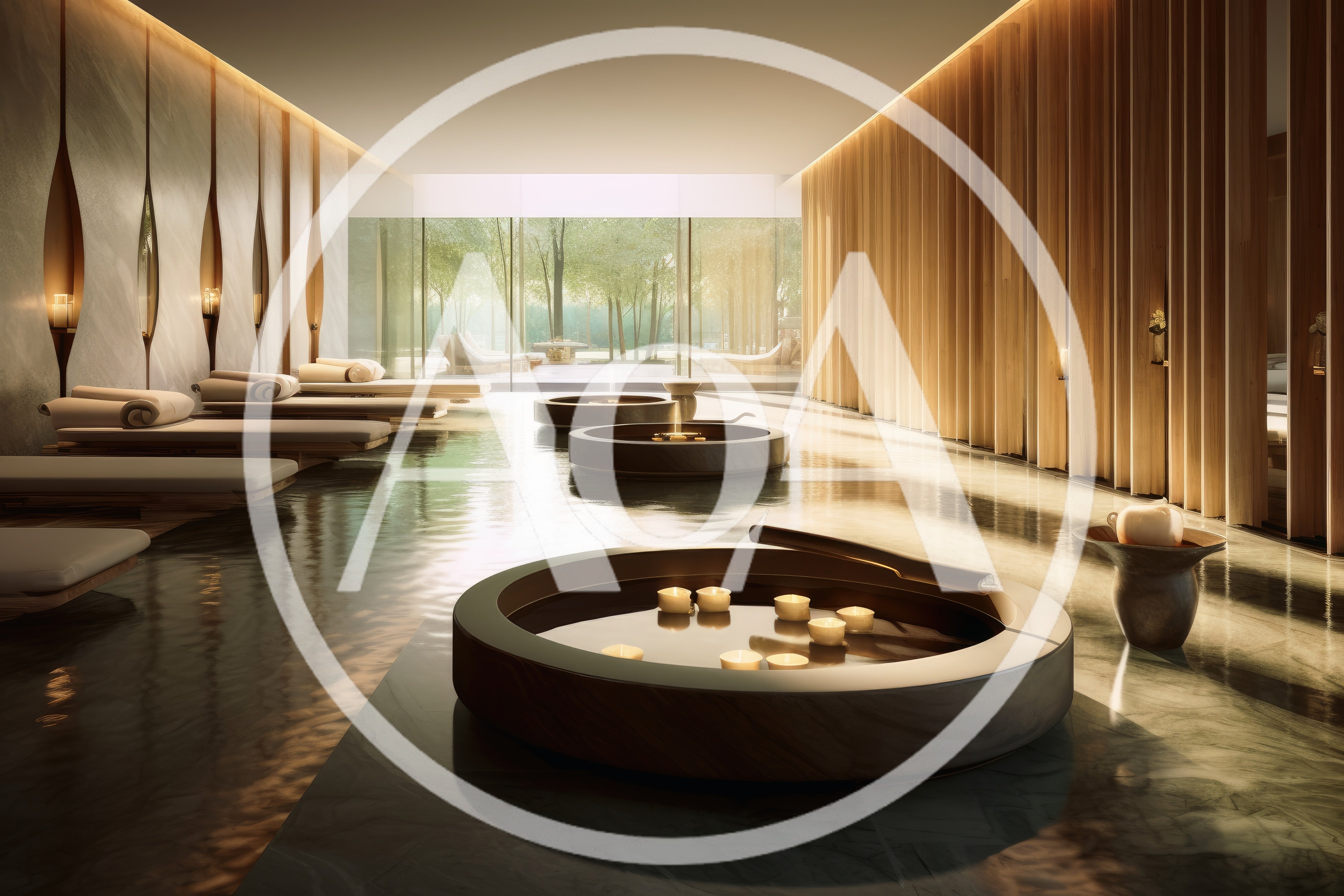 Luxury Spa Relaxation Room With Floating Candles