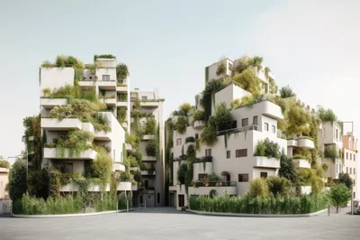 Modern Residential Complex With Lush Vertical Gardens