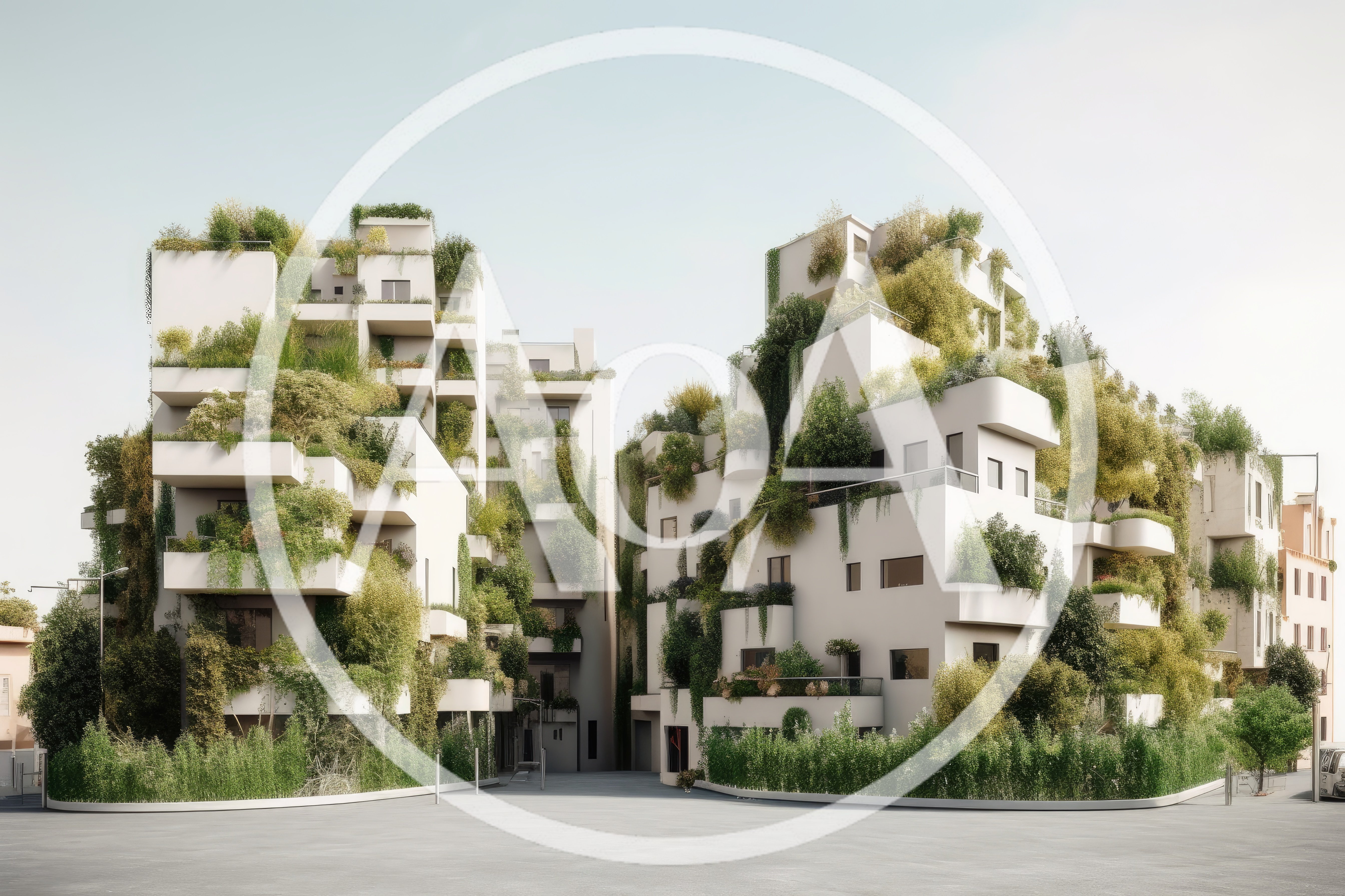 Modern Residential Complex With Lush Vertical Gardens