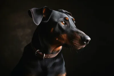 Portrait Of A Doberman Pinscher Dog