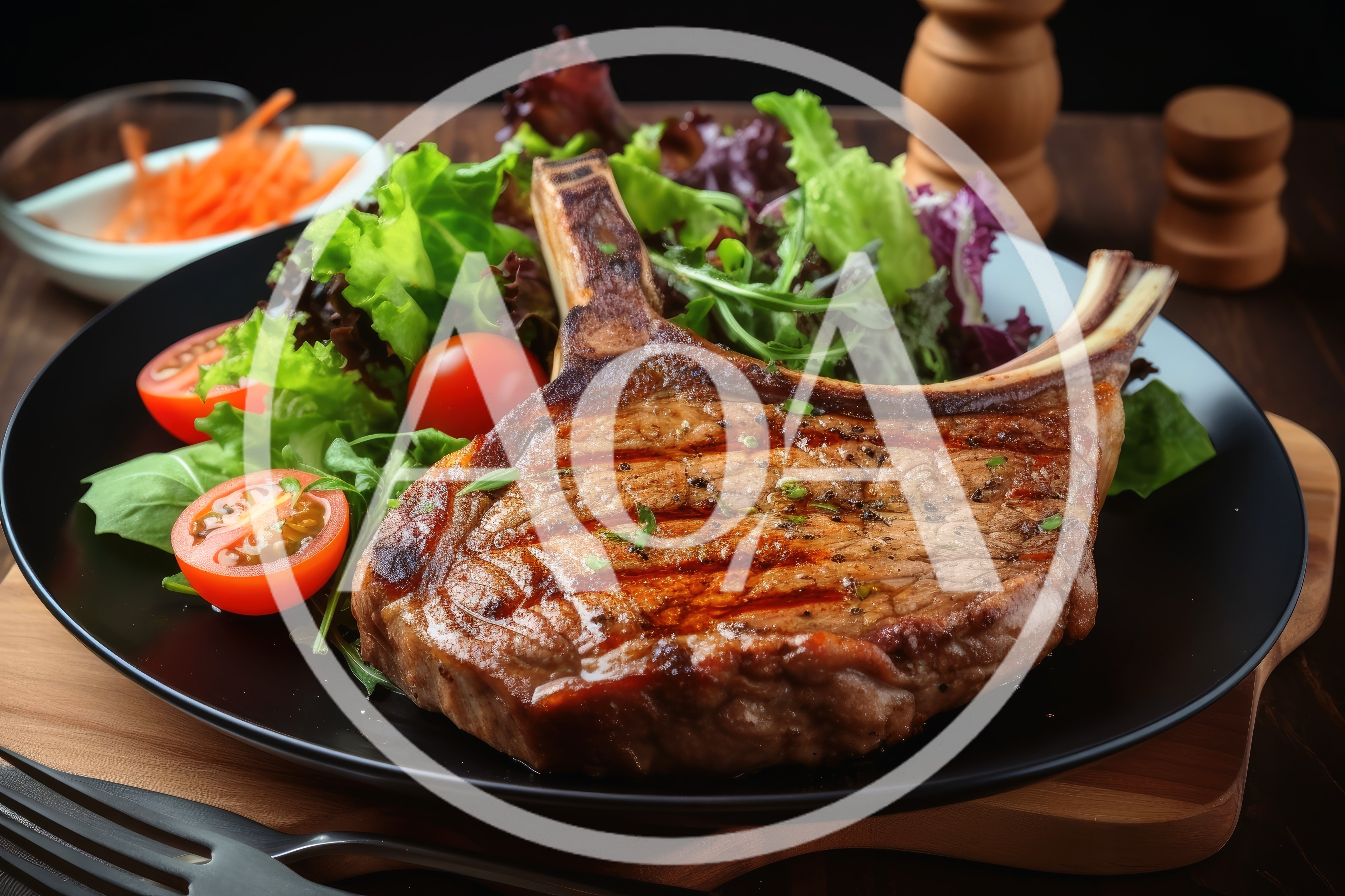 Grilled Bone In Ribeye Steak With Fresh Salad
