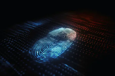 Digital Fingerprint Scanning On A Futuristic Surface