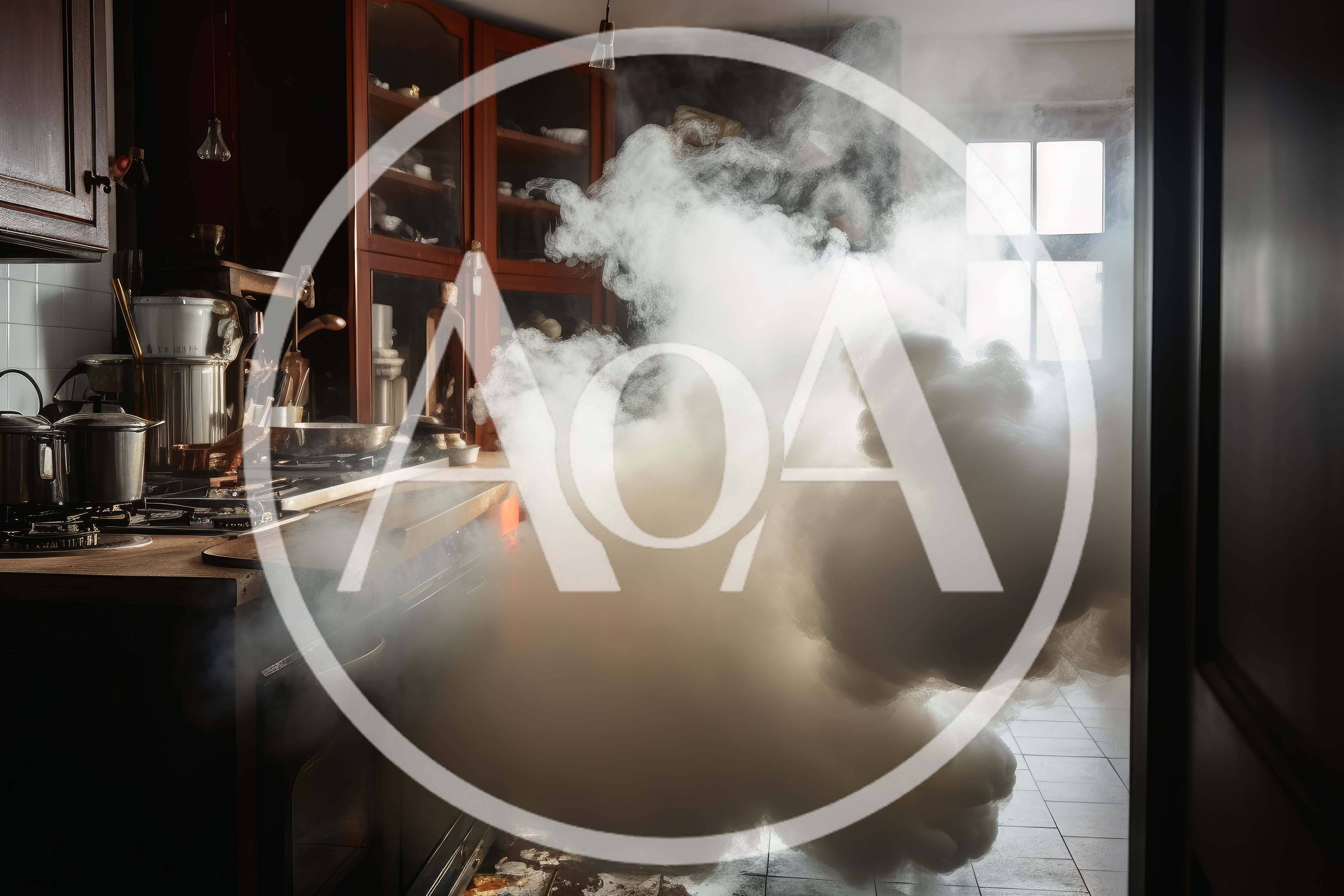 Thick Smoke Filling A Residential Kitchen