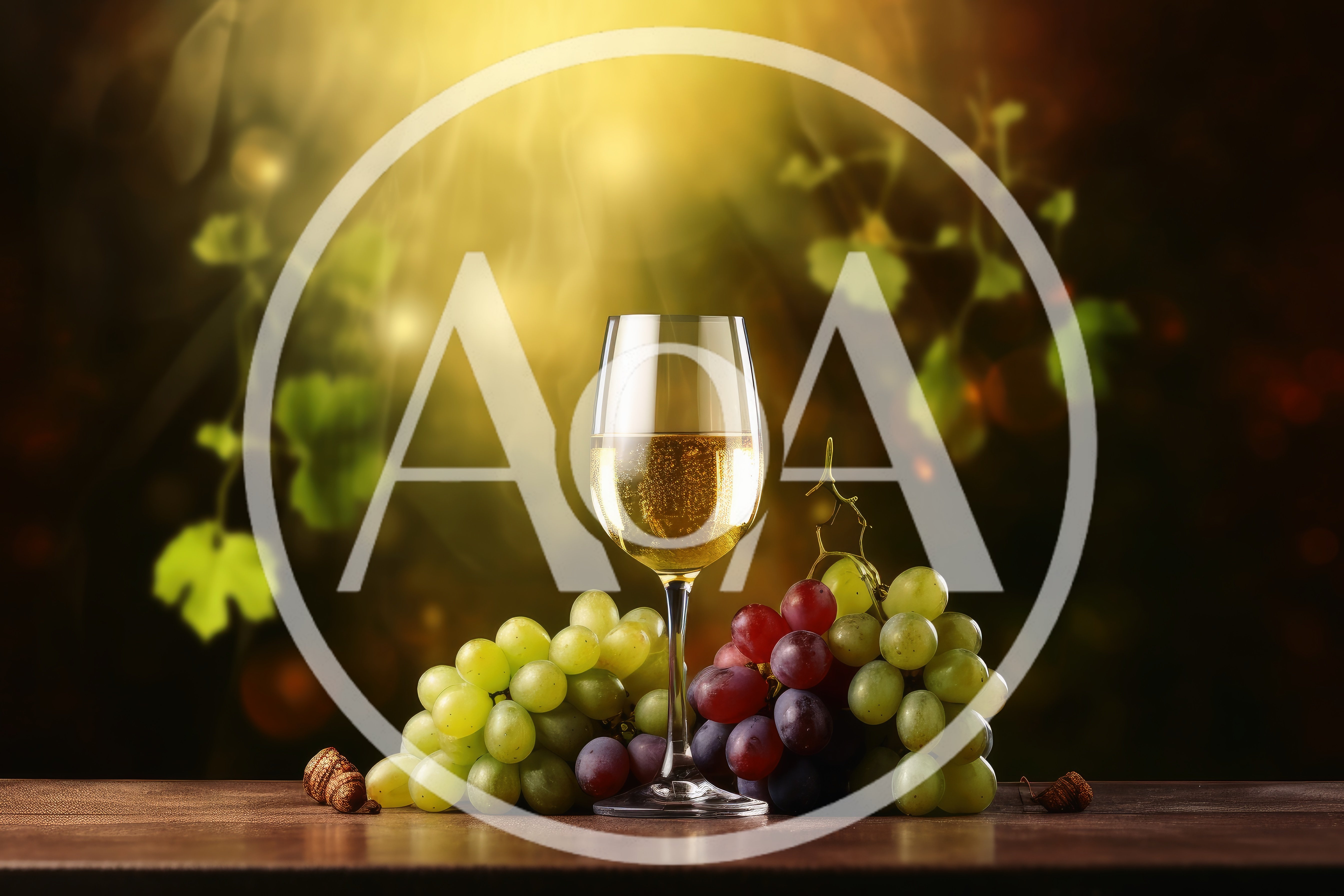 Glass of White Wine with Fresh Grapes