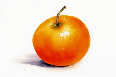 Watercolor Painting Of A Single Ripe Orange