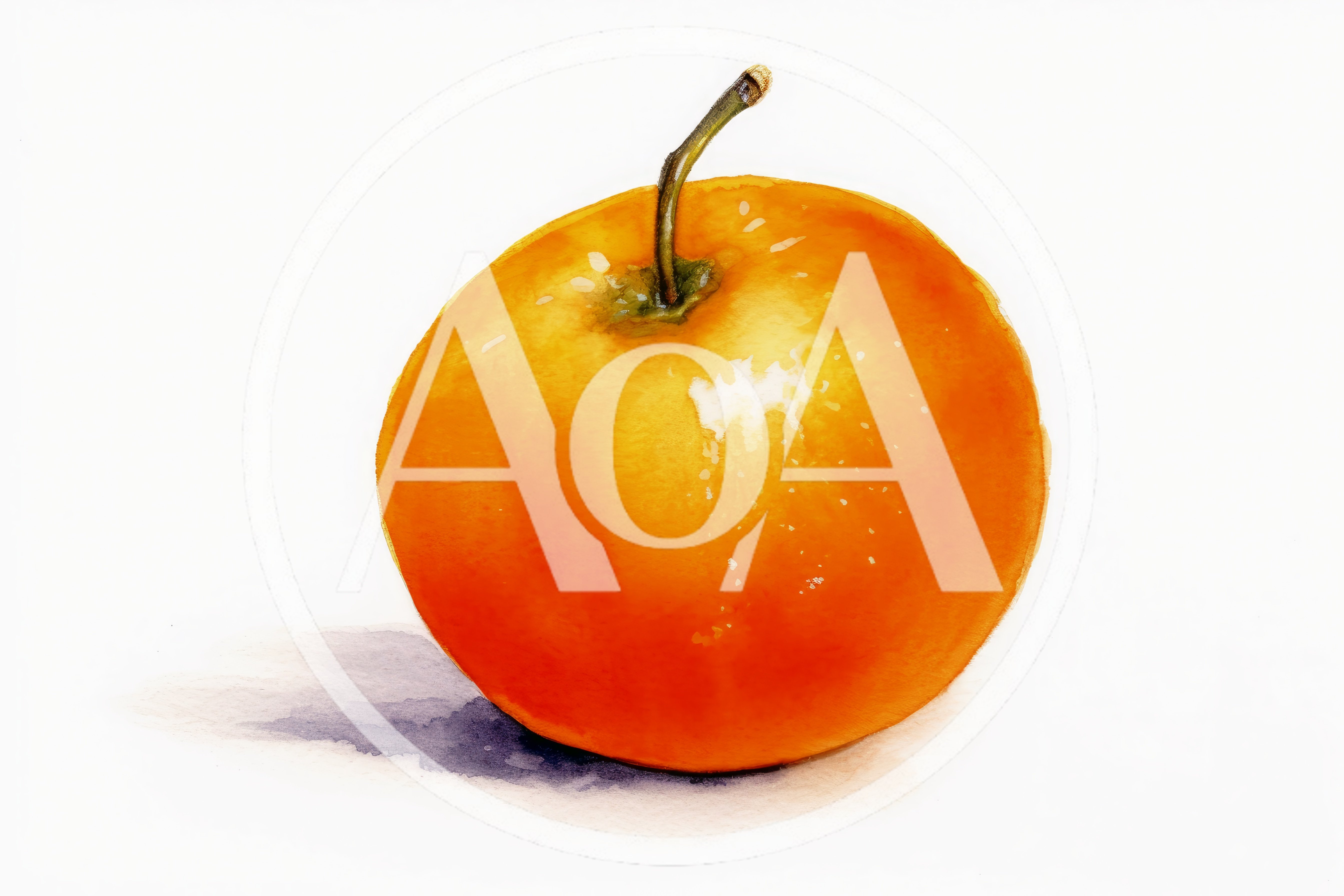 Watercolor Painting Of A Single Ripe Orange