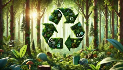 Recycle Symbol Made Of Moss In A Lush Forest