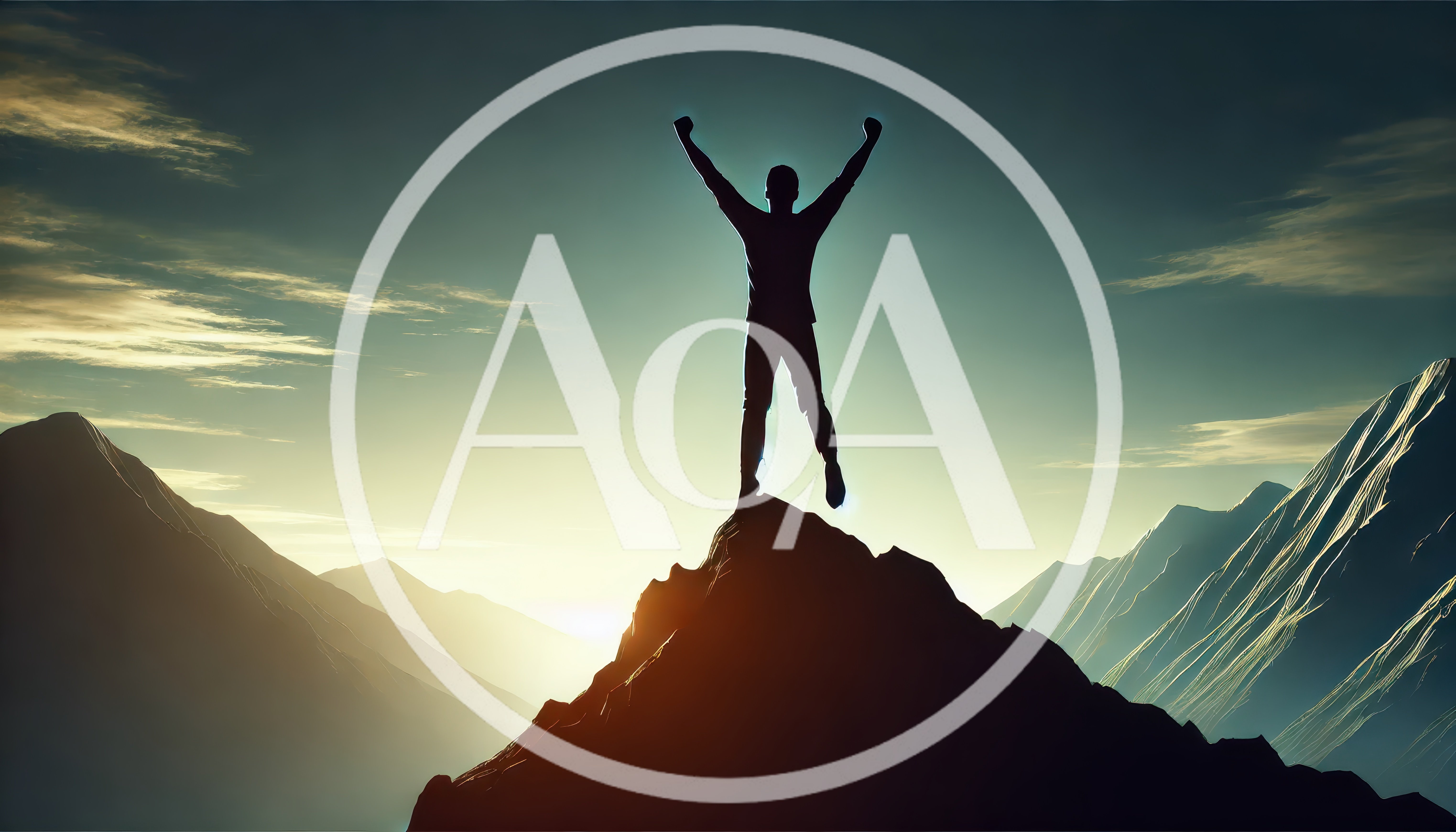 Silhouette Of A Person Celebrating Success On Mountain Peak