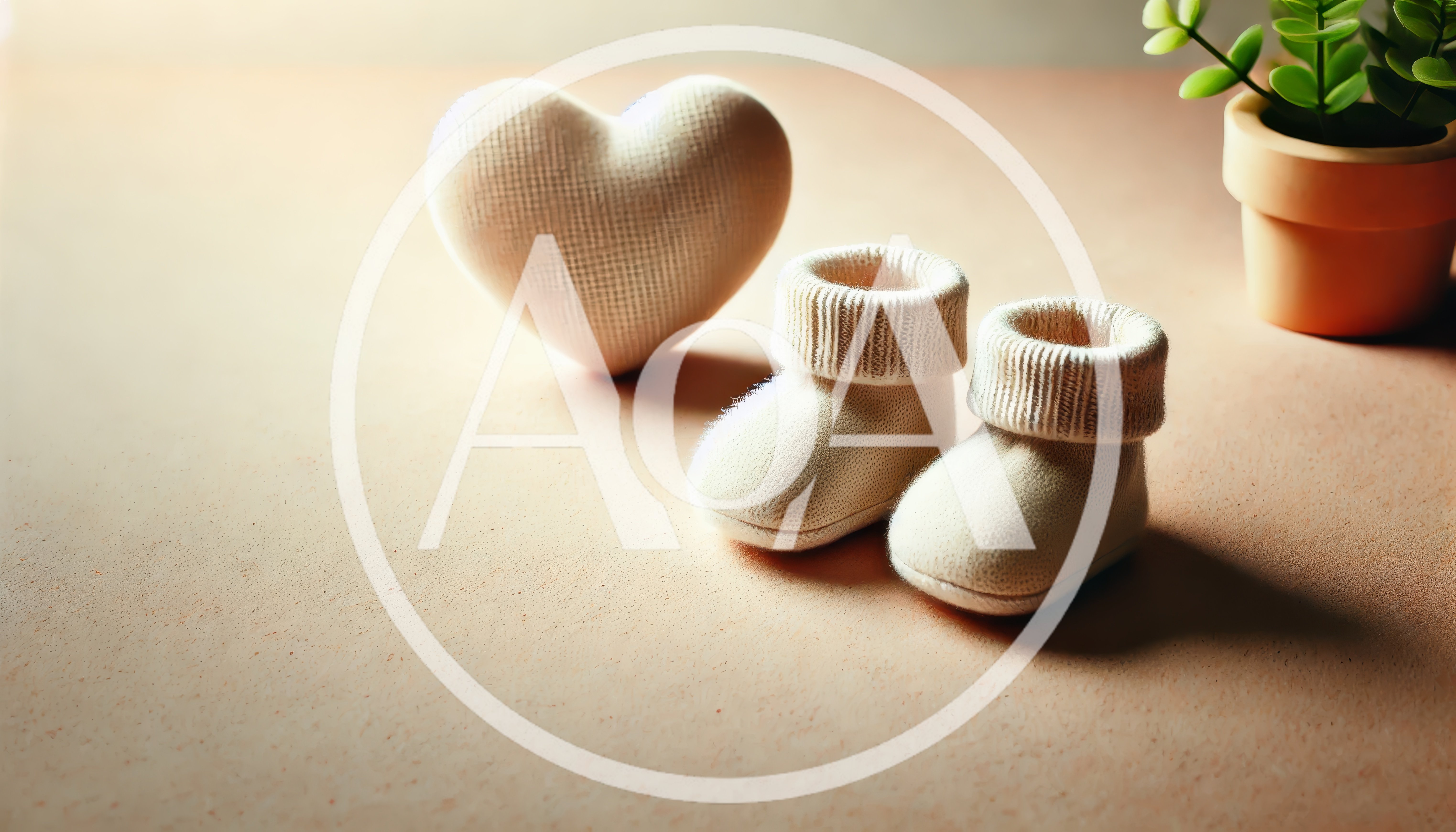 Baby Booties and Heart Ornament on Soft Surface