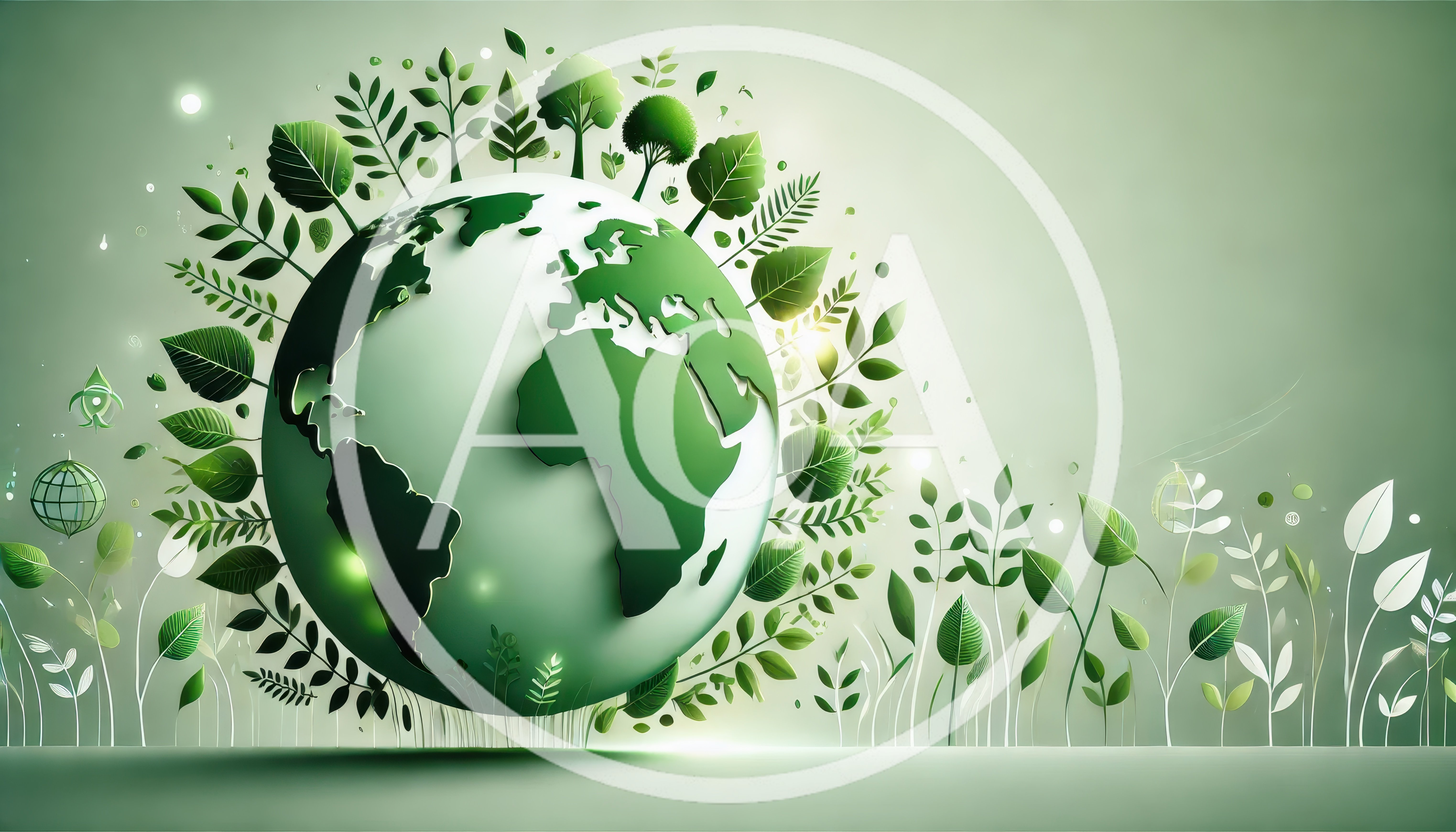 Green Earth Globe Surrounded By Lush Foliage