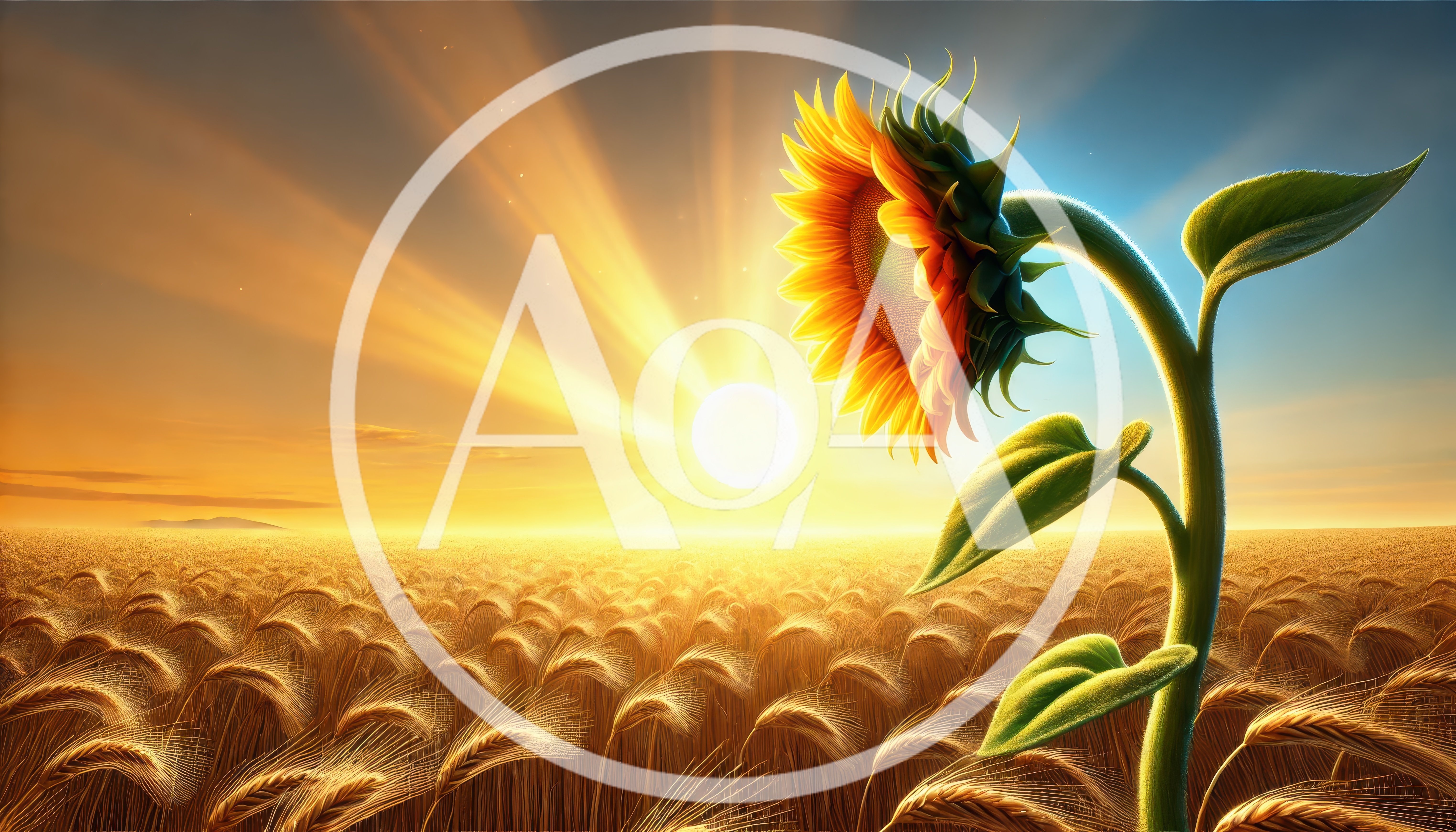Single Sunflower Standing In A Golden Wheat Field