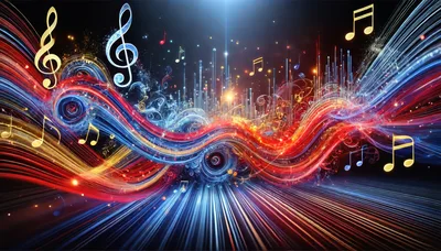 Abstract Musical Waves With Floating Notes