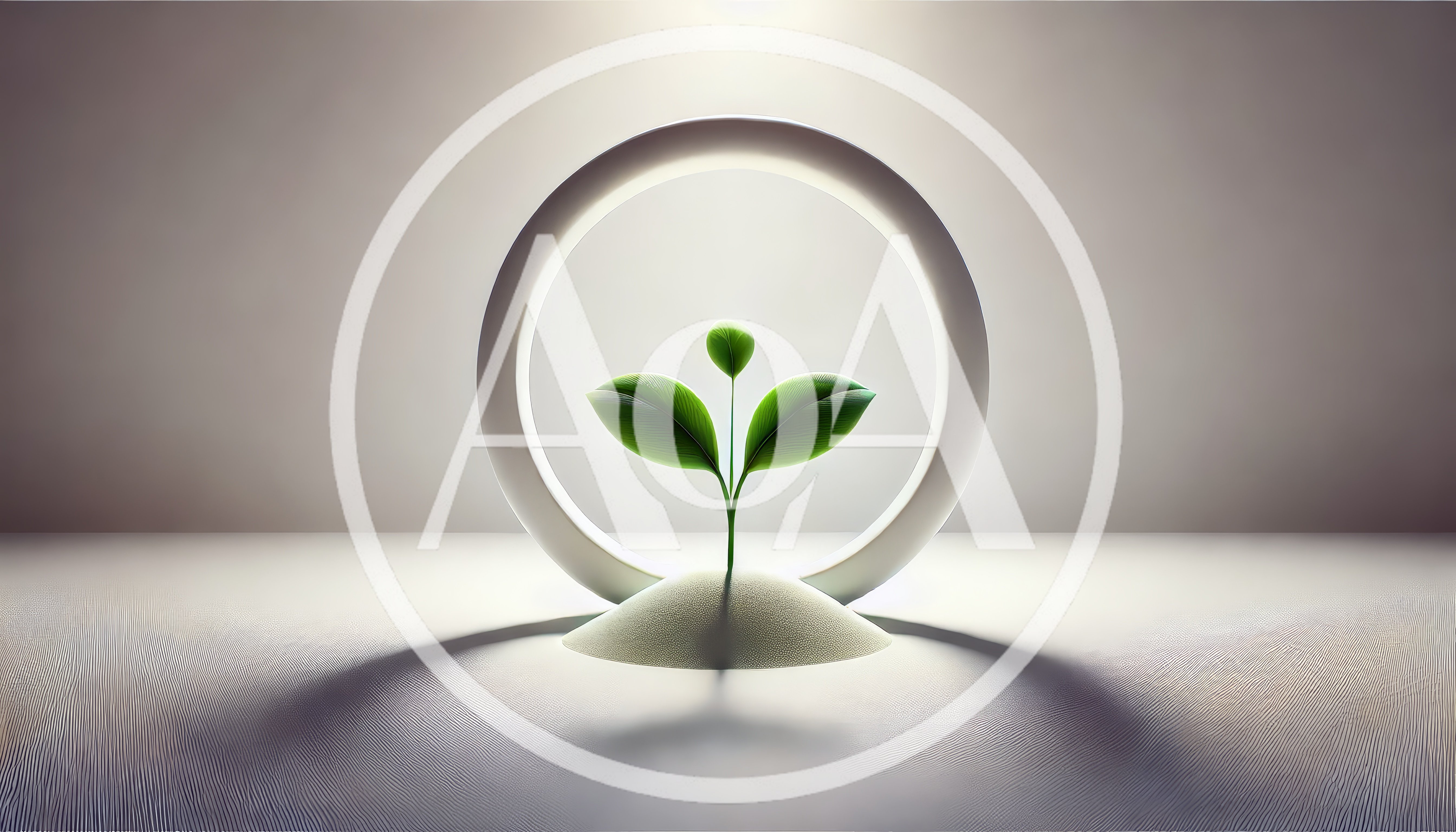 Small Green Sprout Growing Inside A Minimalist Circular Frame