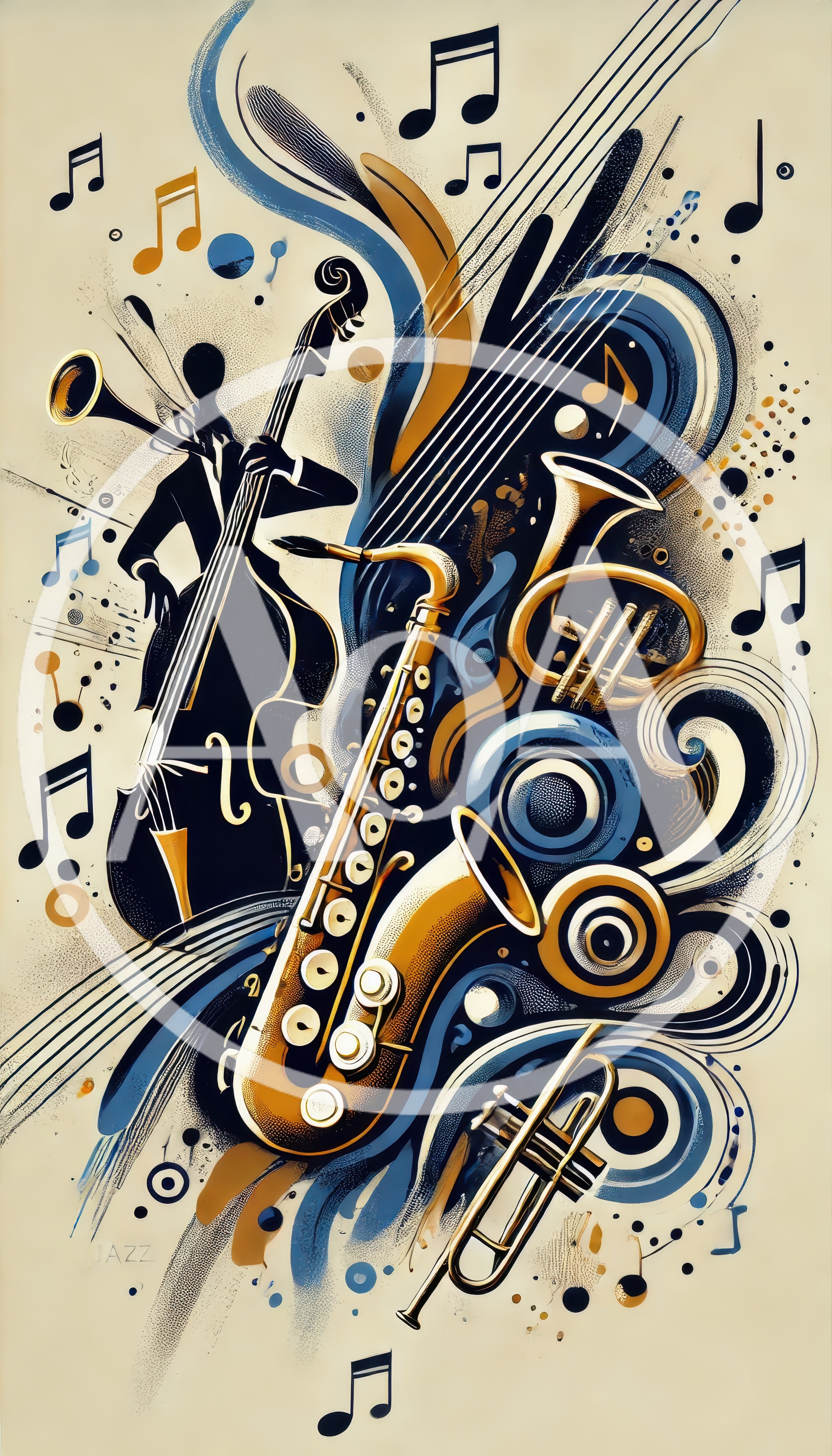 Abstract Jazz Music Illustration With Musical Instruments