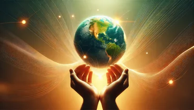 Human Hands Holding A Glowing Earth Globe