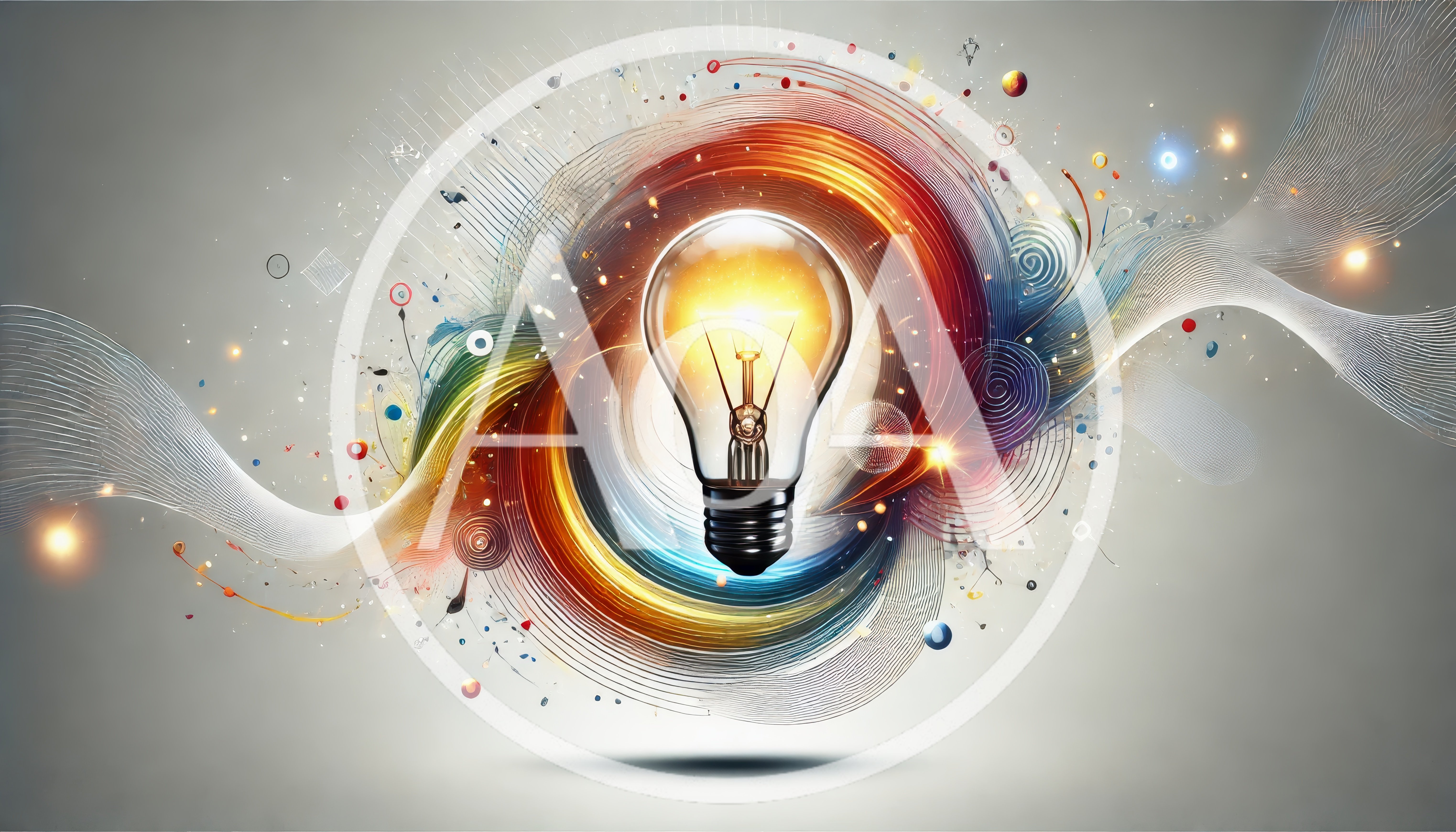 Glowing Light Bulb With Abstract Colorful Swirls