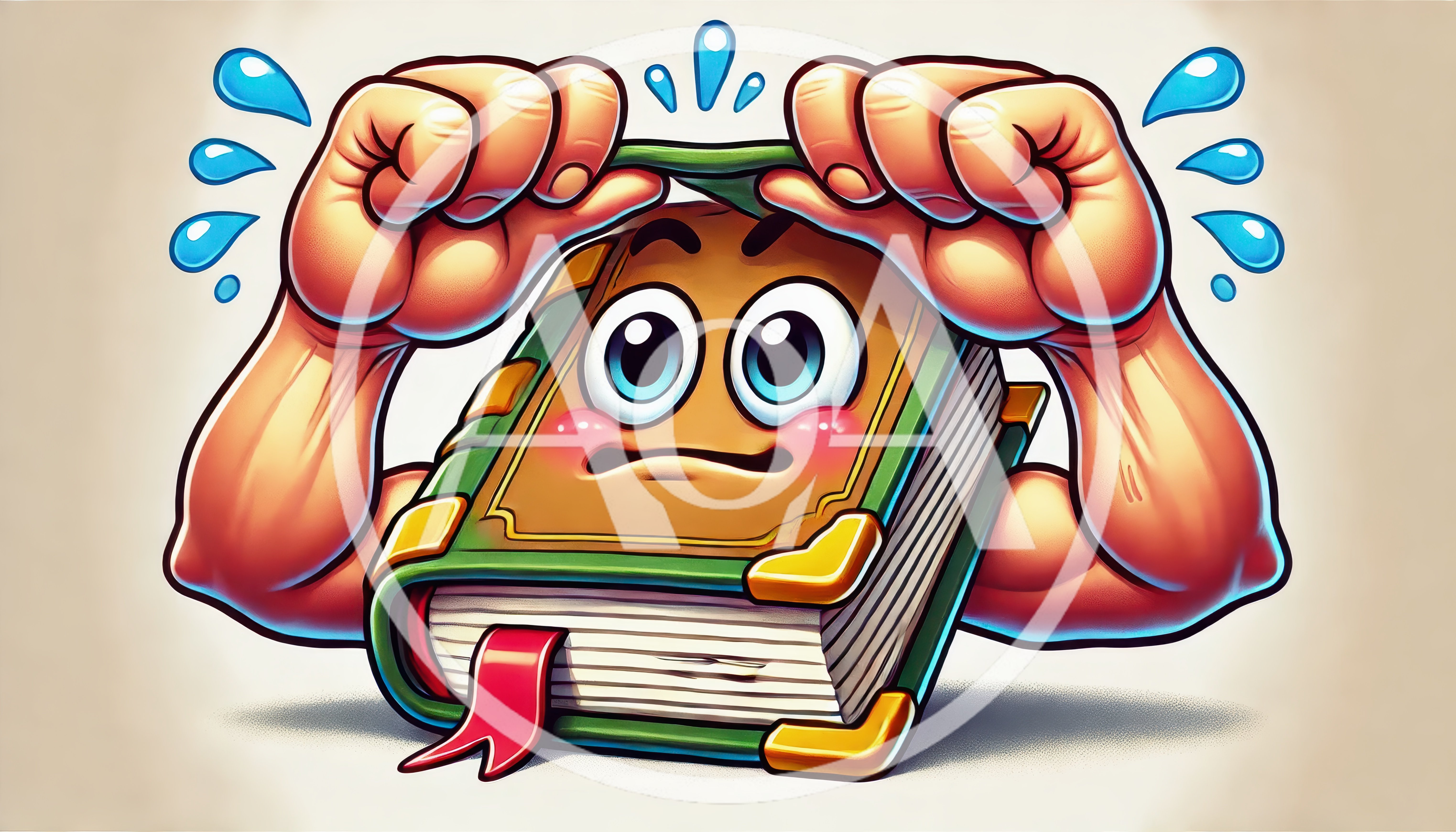 Anthropomorphic Book Character With Muscular Arms