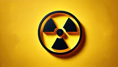 3D Radioactive Hazard Symbol On Yellow Background