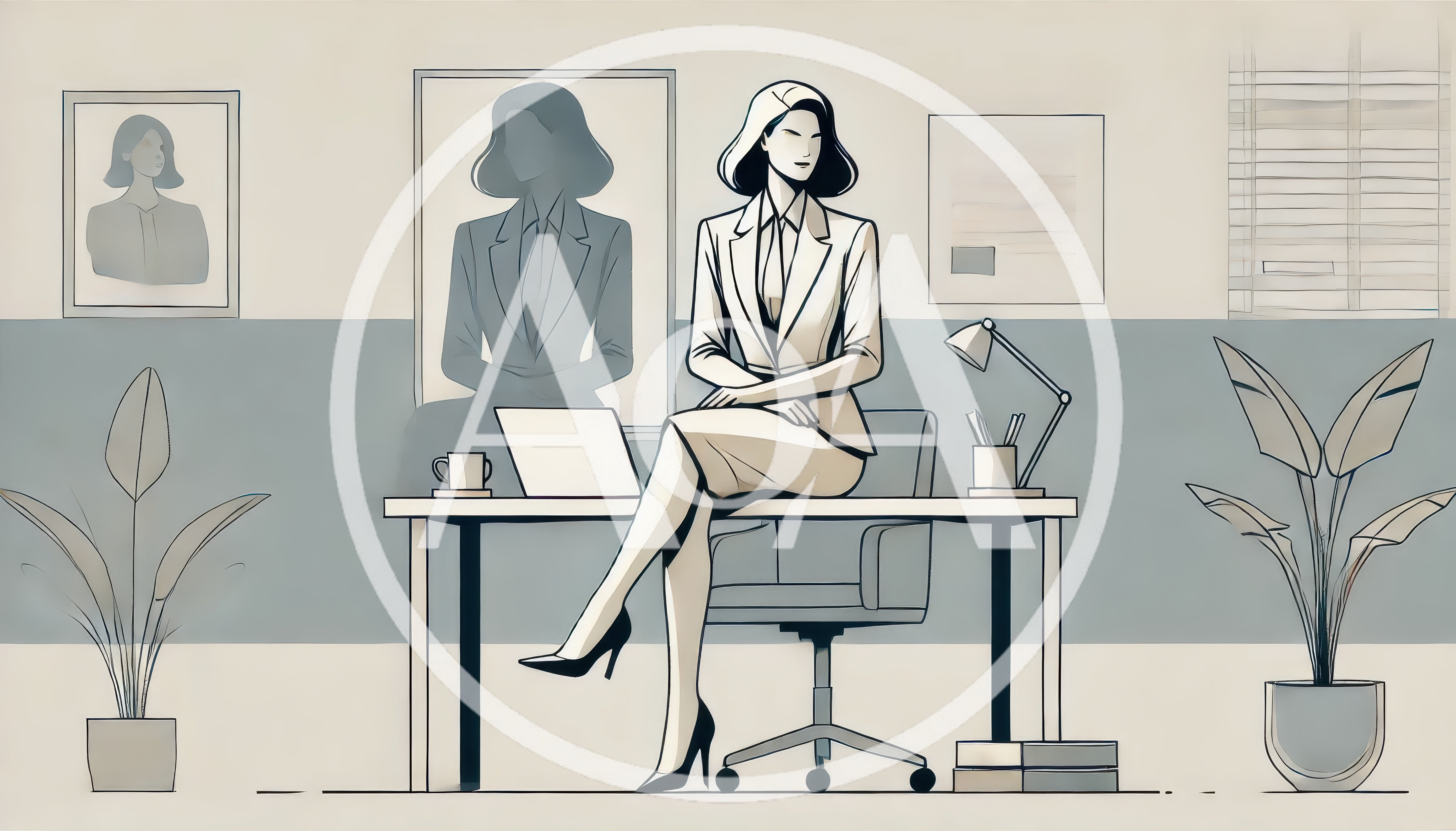 Professional Businesswoman Sitting On Office Desk