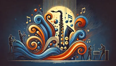 Abstract Jazz Band Performance With Saxophone Illustration