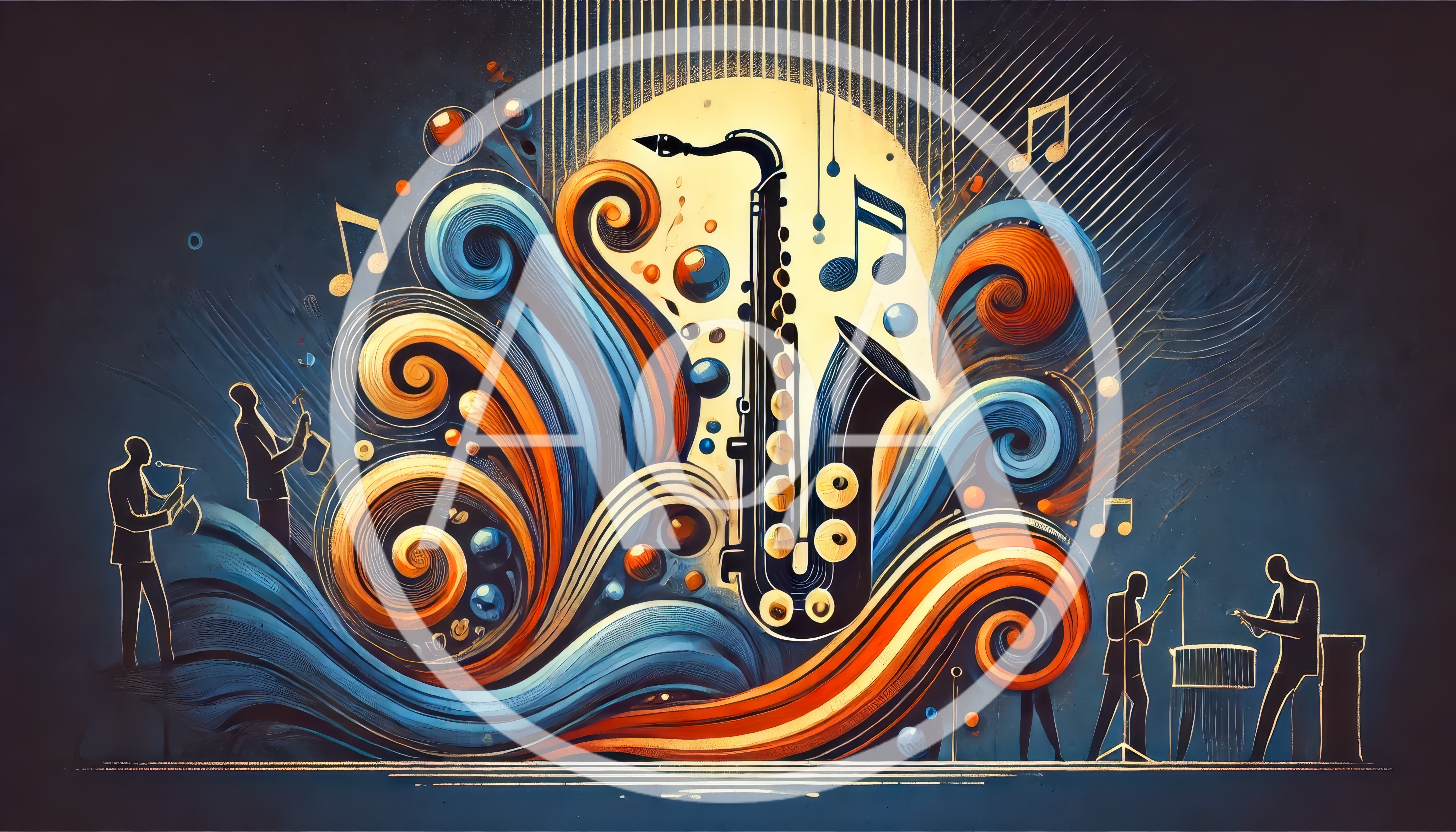 Abstract Jazz Band Performance With Saxophone Illustration