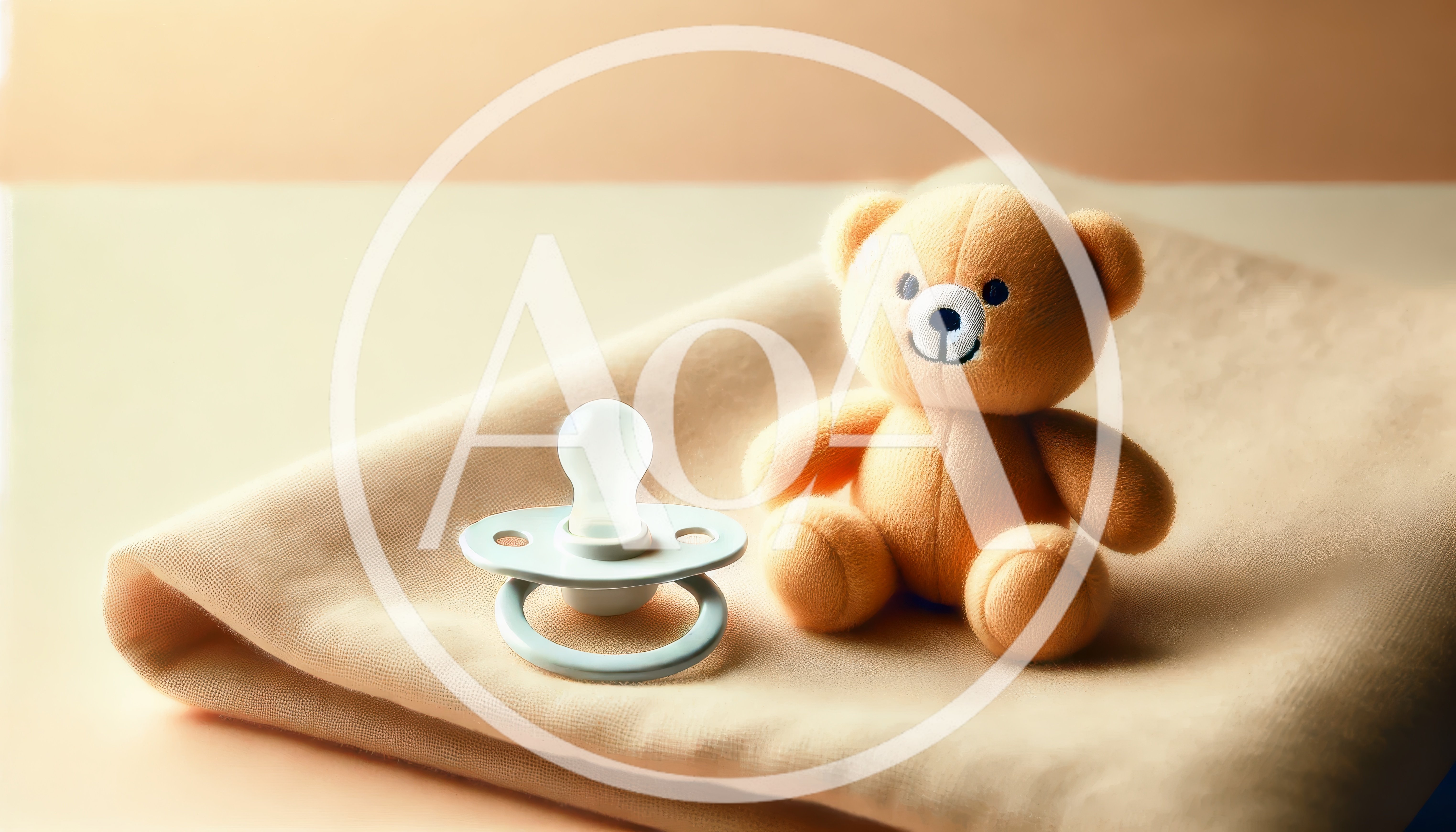 Teddy Bear and Pacifier on Soft Fabric