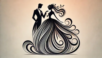 Elegant Silhouette Of A Bride And Groom Dancing