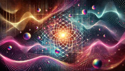 Abstract Cosmic Energy Waves With Glowing Spheres