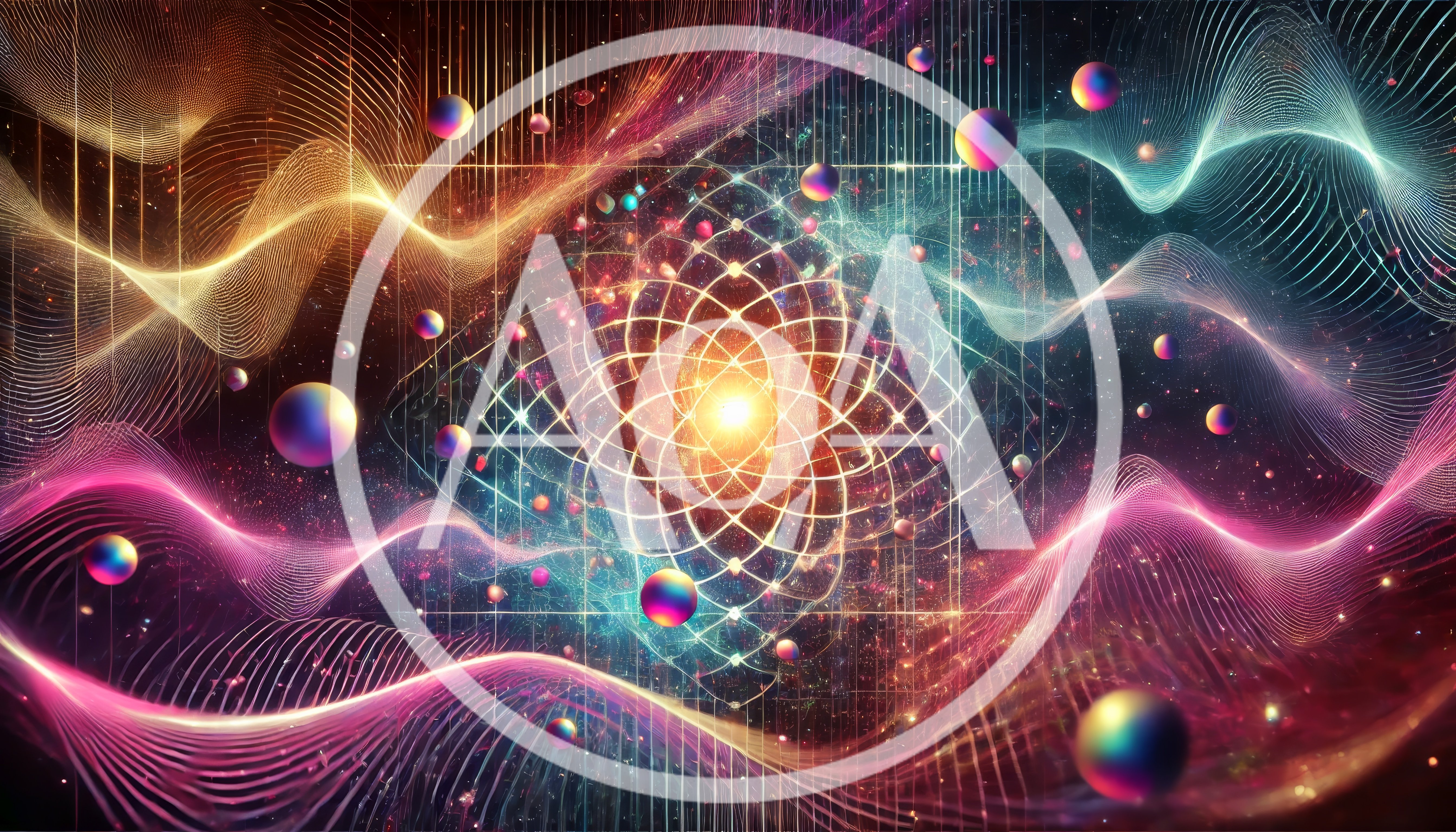Abstract Cosmic Energy Waves With Glowing Spheres