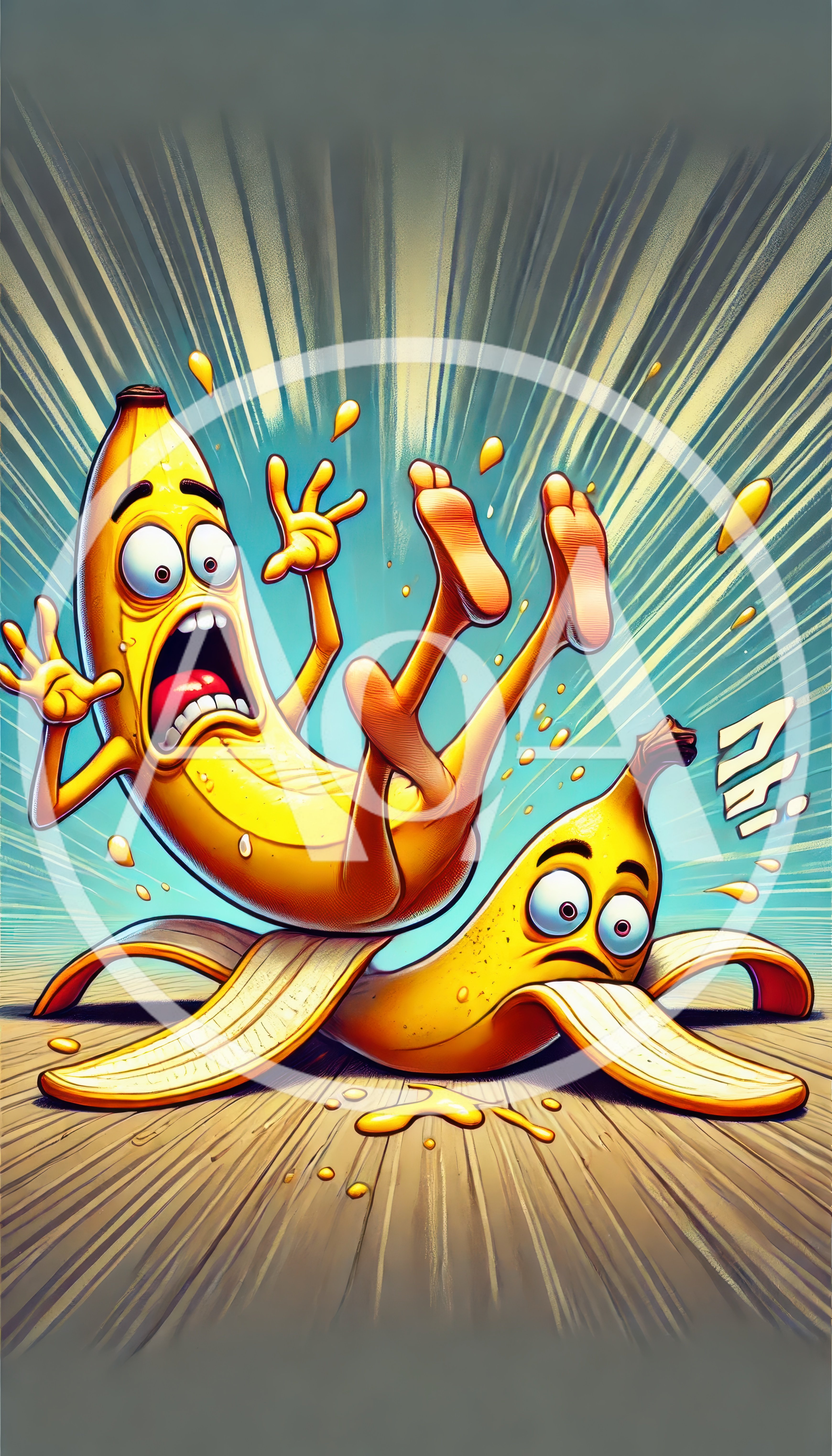 Cartoon Banana Slipping On A Banana Peel