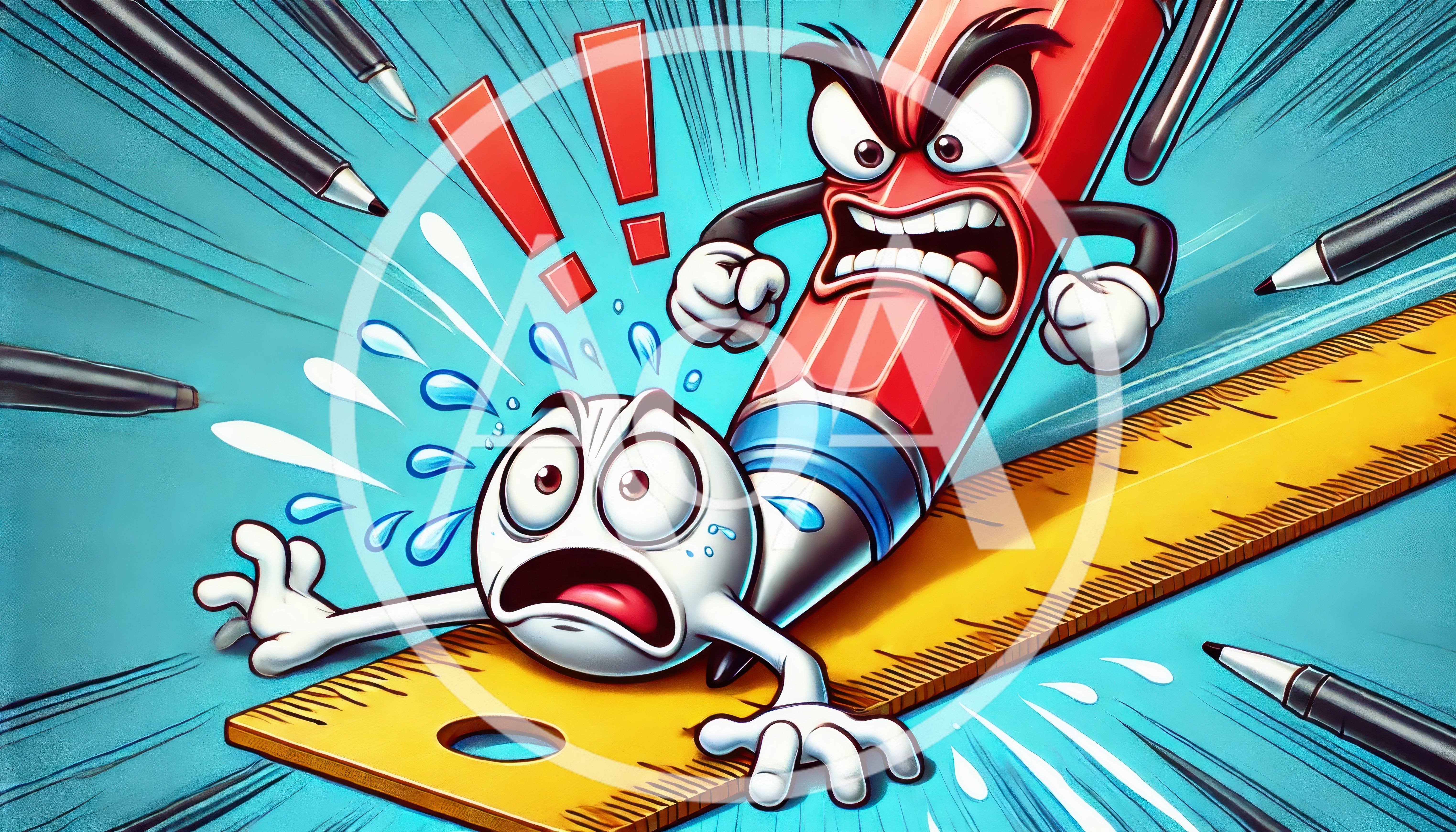 Angry Red Pencil Character Bullying Eraser
