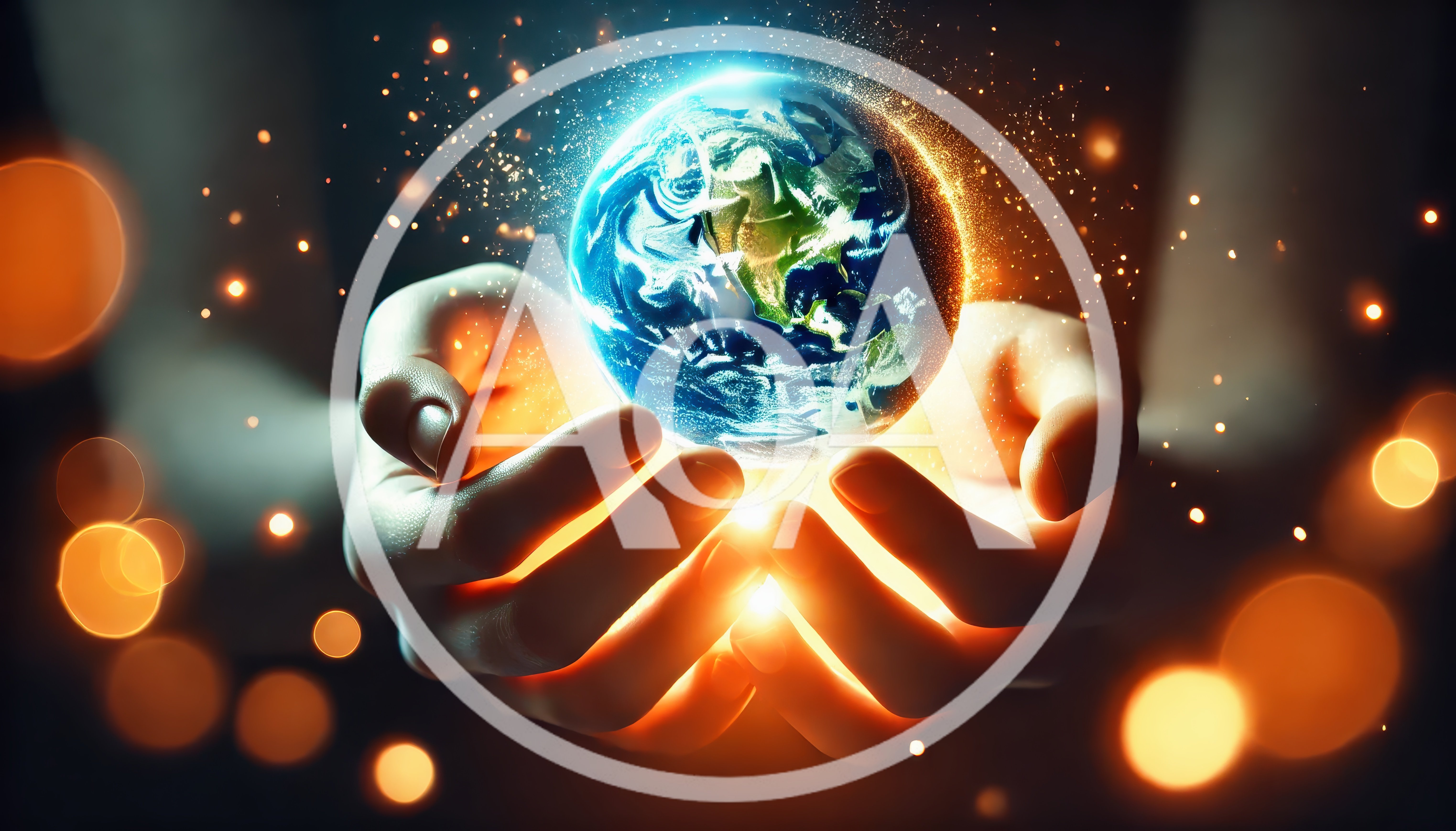 Human Hands Holding A Glowing Earth Globe