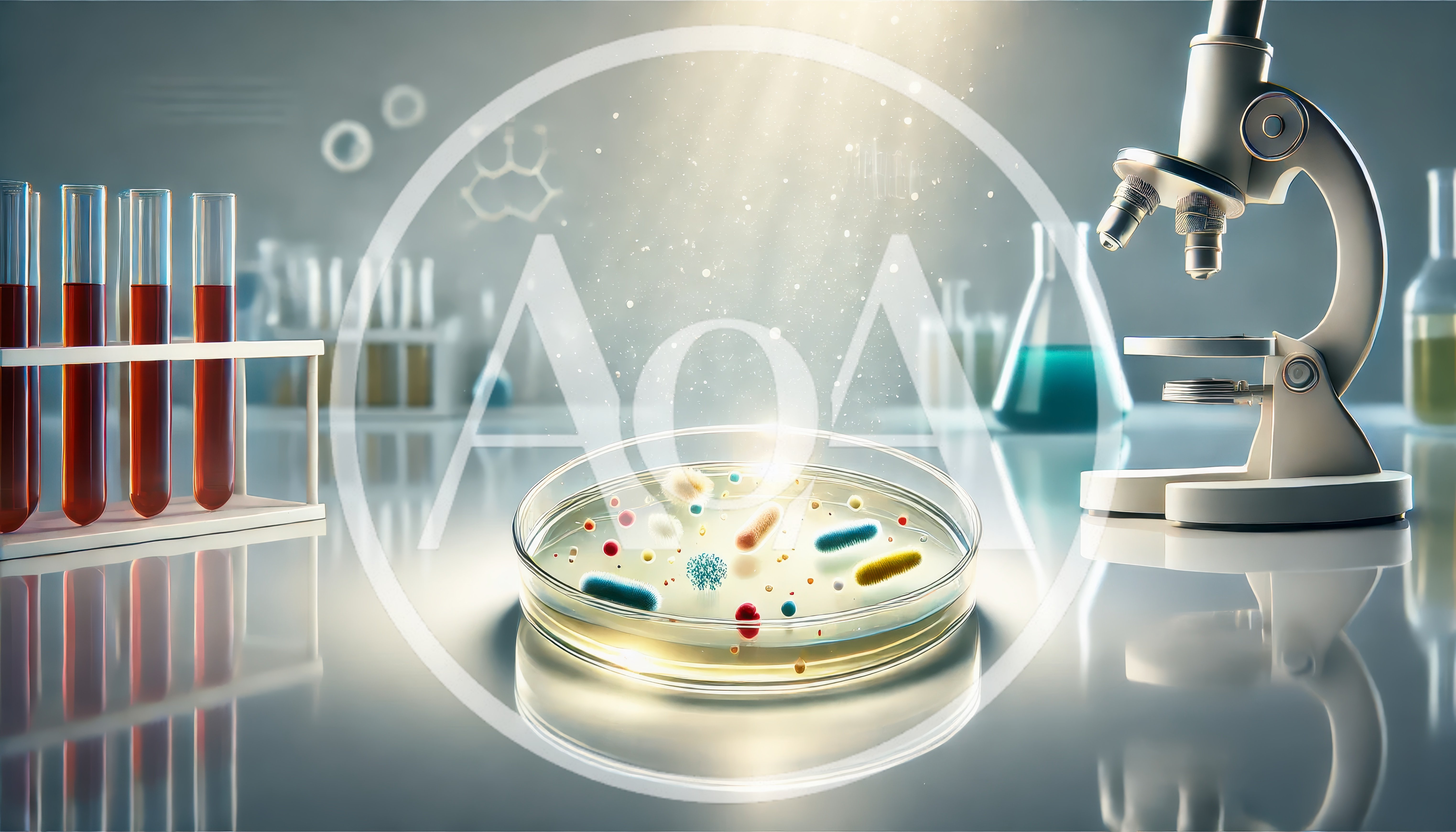 Microbiology Laboratory Petri Dish With Microscope And Test Tubes