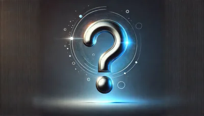 Metallic Question Mark Symbol With Abstract Digital Glow