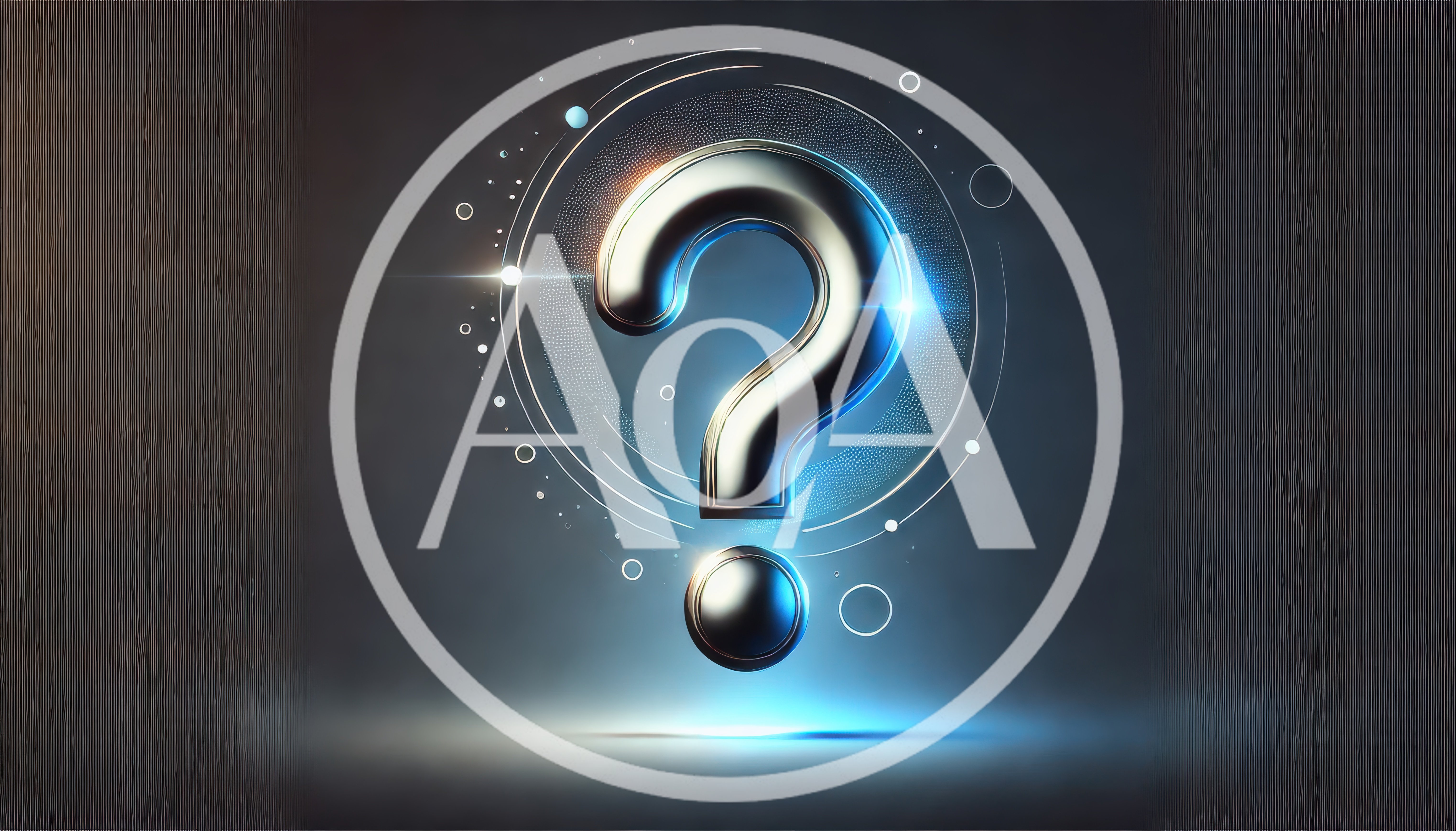Metallic Question Mark Symbol With Abstract Digital Glow