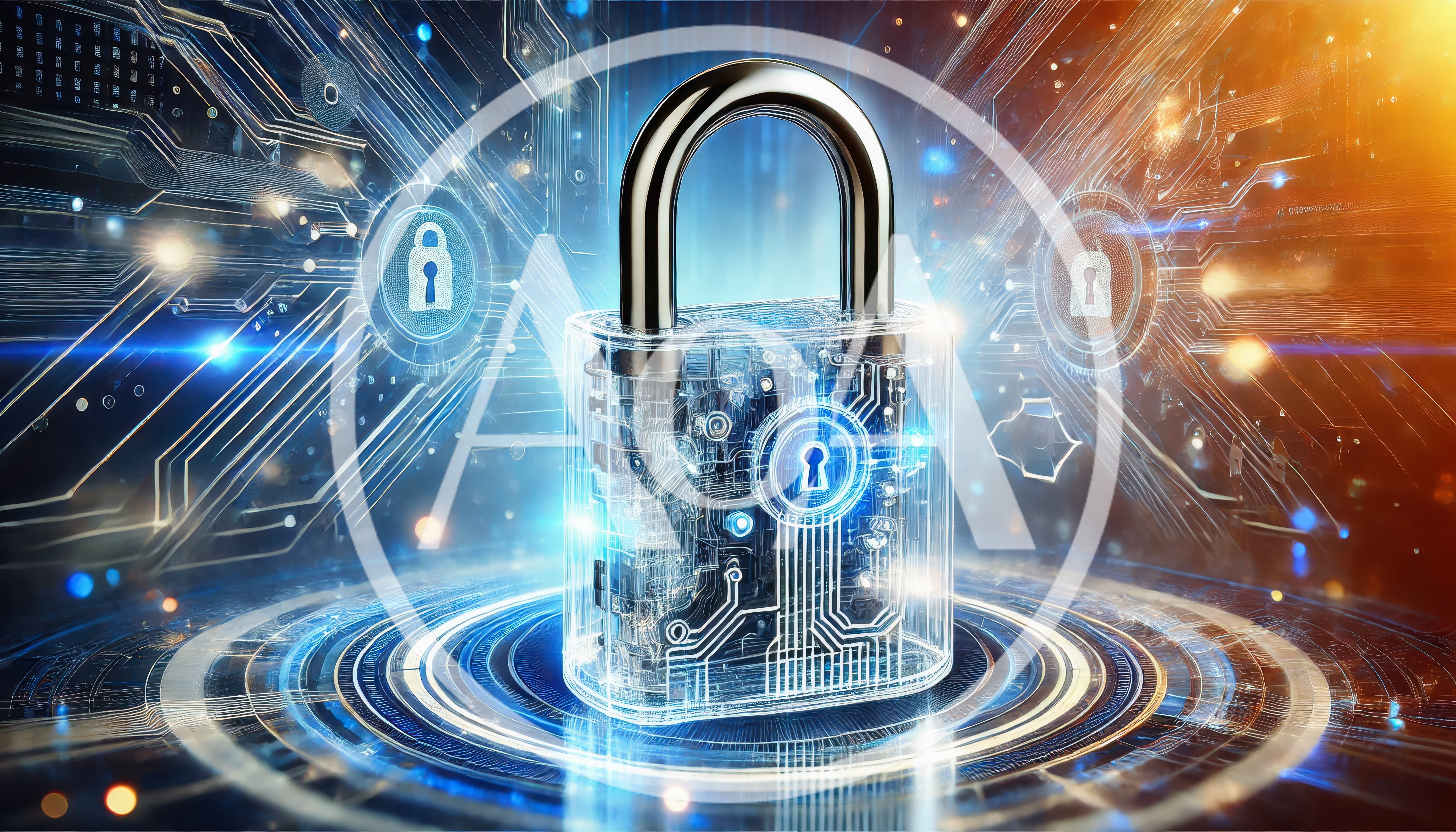 Digital Security Padlock With Circuit Board Patterns