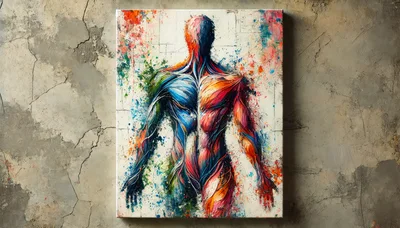 Abstract Human Anatomy Painting On Textured Wall