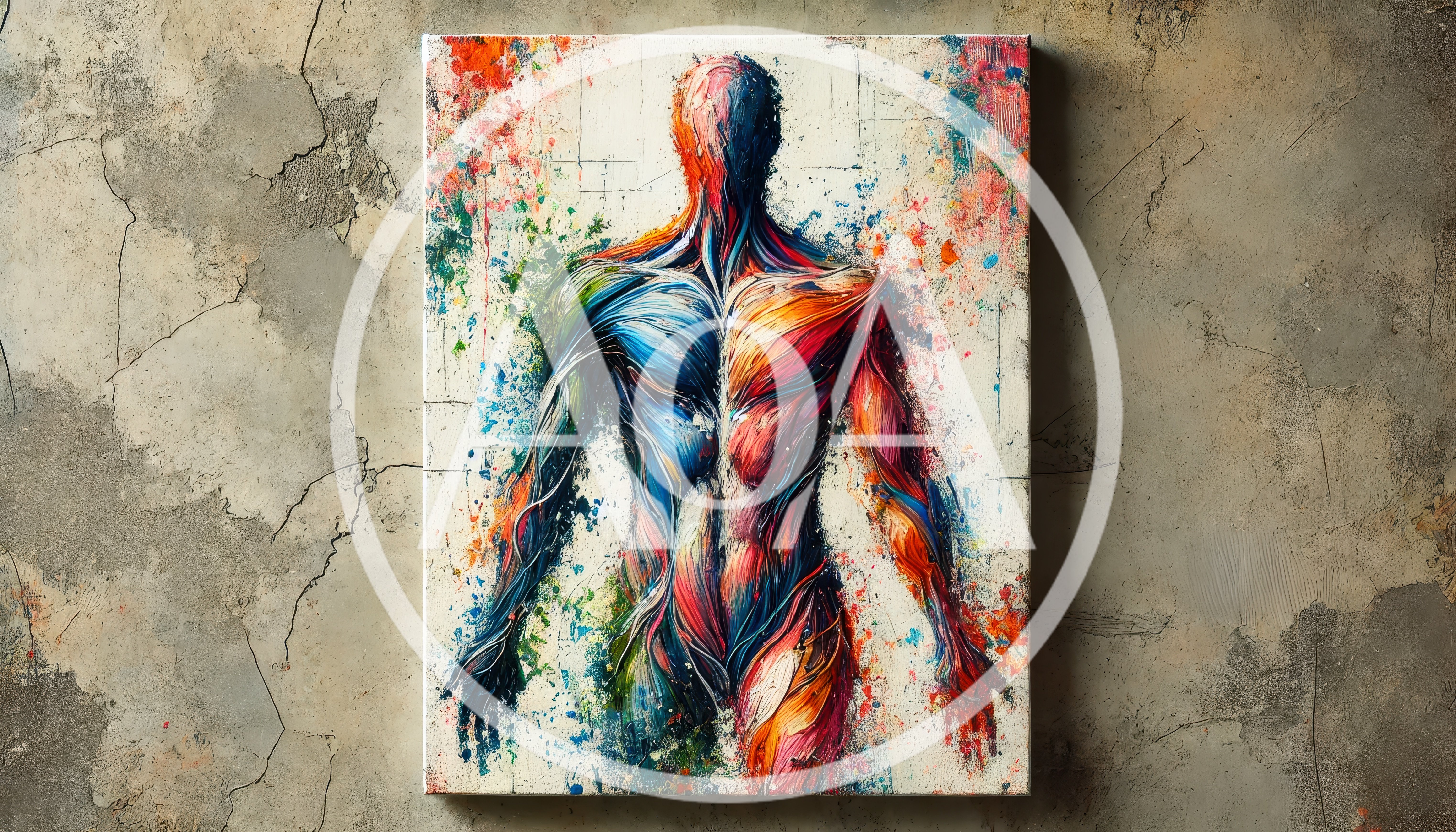 Abstract Human Anatomy Painting On Textured Wall