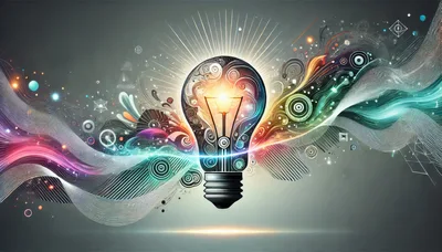 Abstract Light Bulb With Colorful Energy Flow