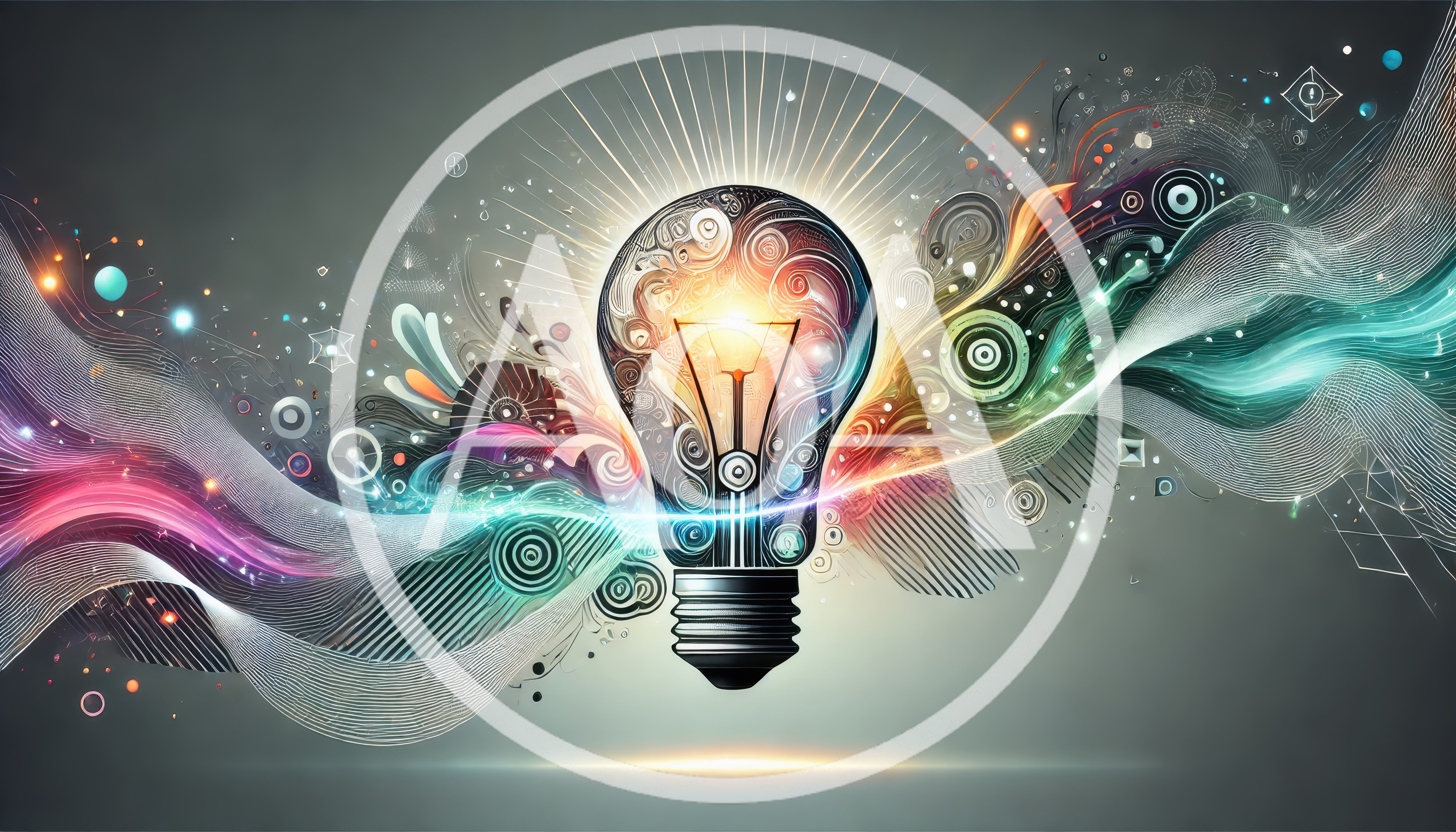 Abstract Light Bulb With Colorful Energy Flow