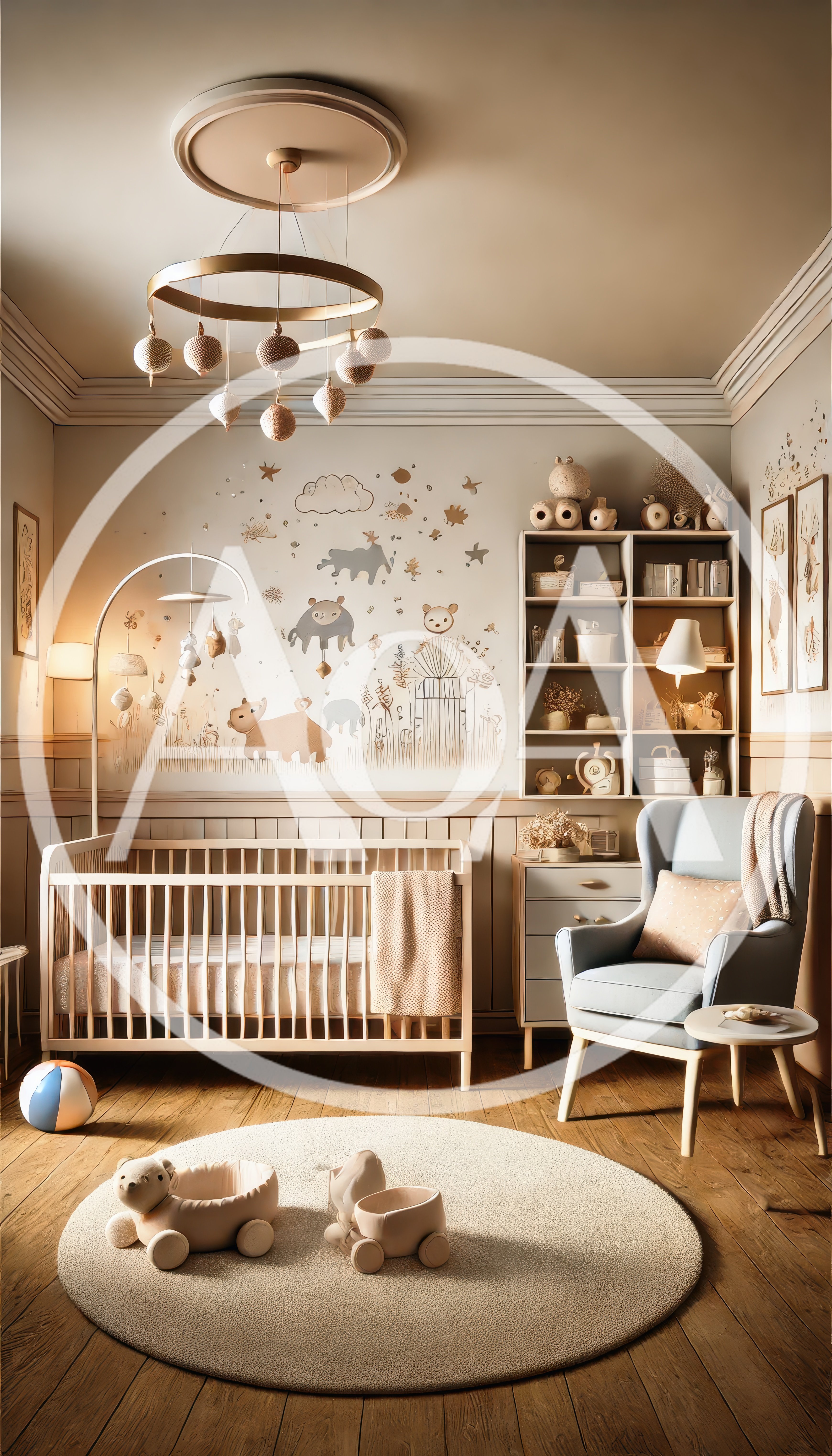 Cozy Neutral Nursery With Crib And Armchair
