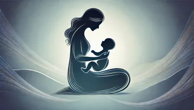 Stylized Silhouette Of A Mother Holding Her Baby