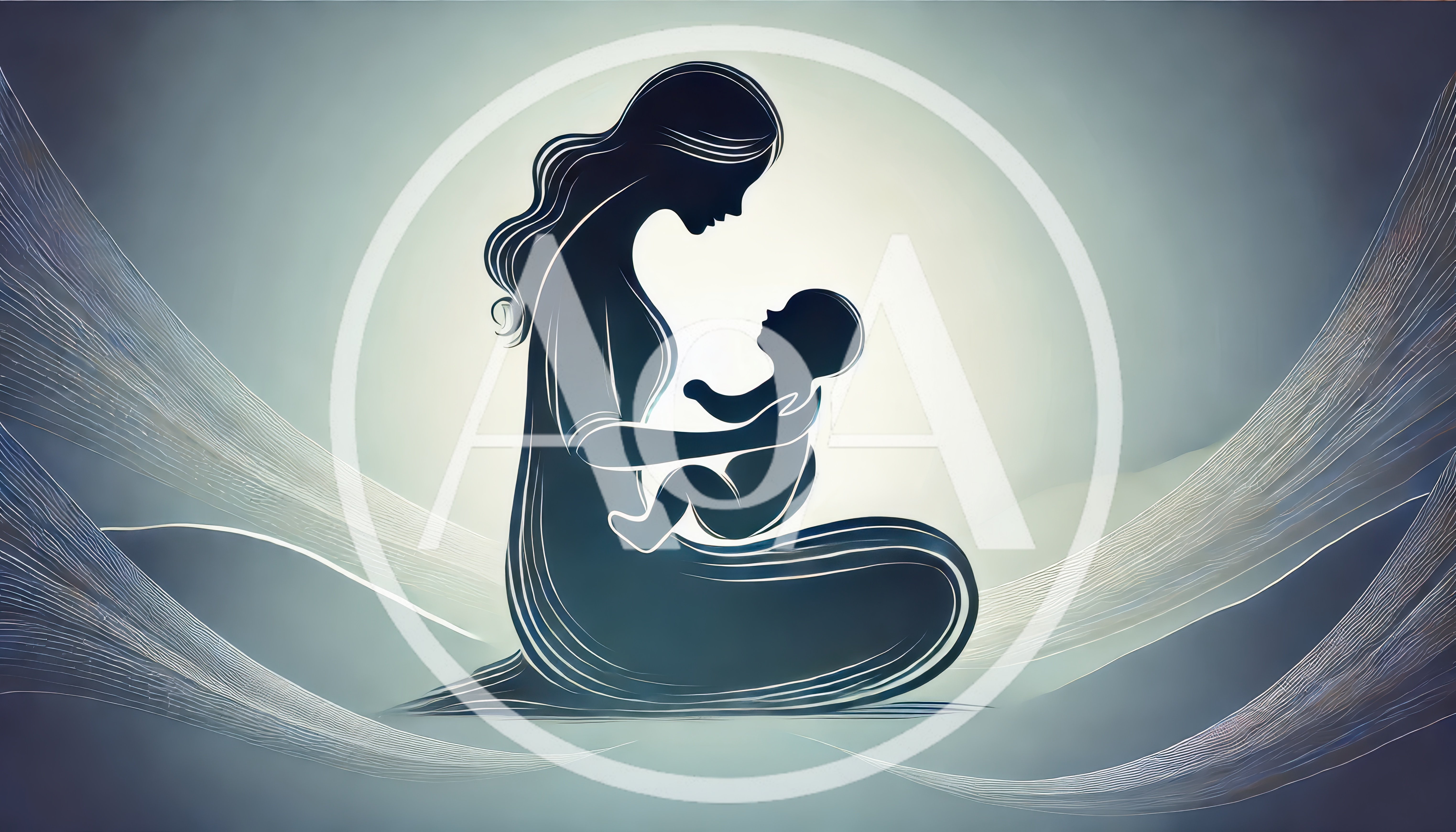 Stylized Silhouette Of A Mother Holding Her Baby