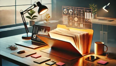 Digital Data Analysis With Glowing File Folder