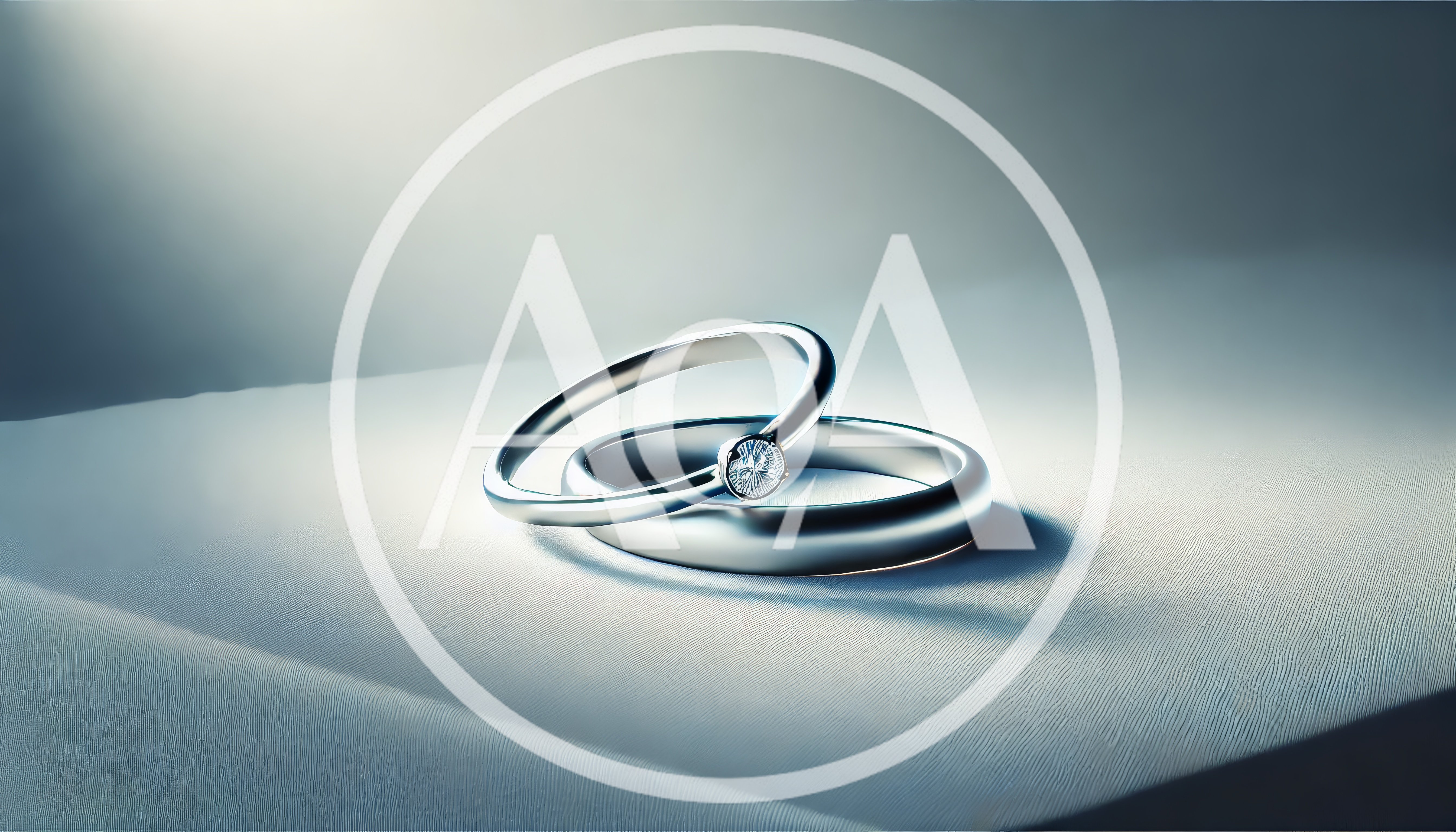 Two Elegant Silver Wedding Rings On Textured Fabric