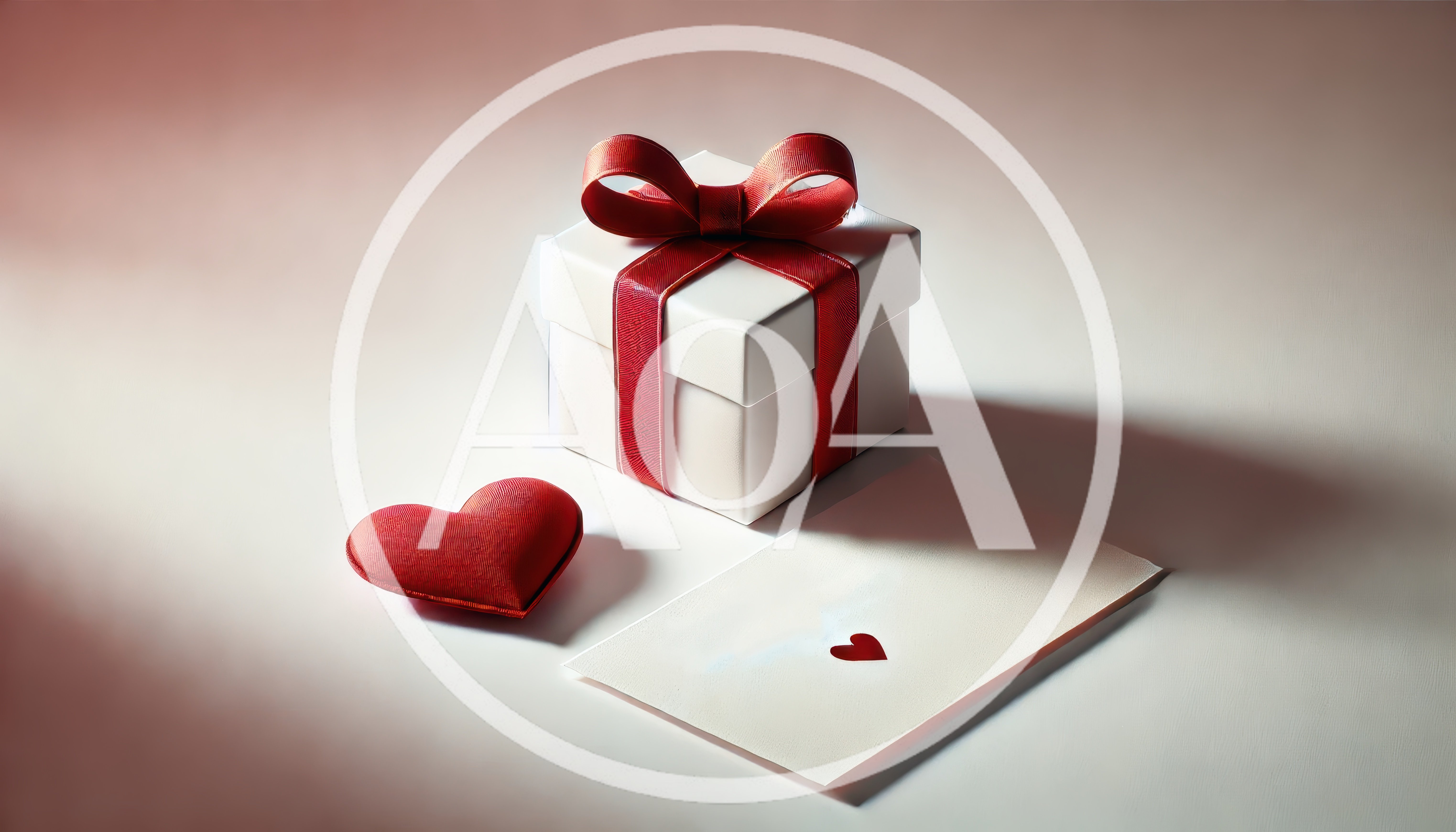 White Gift Box With Red Ribbon And Heart