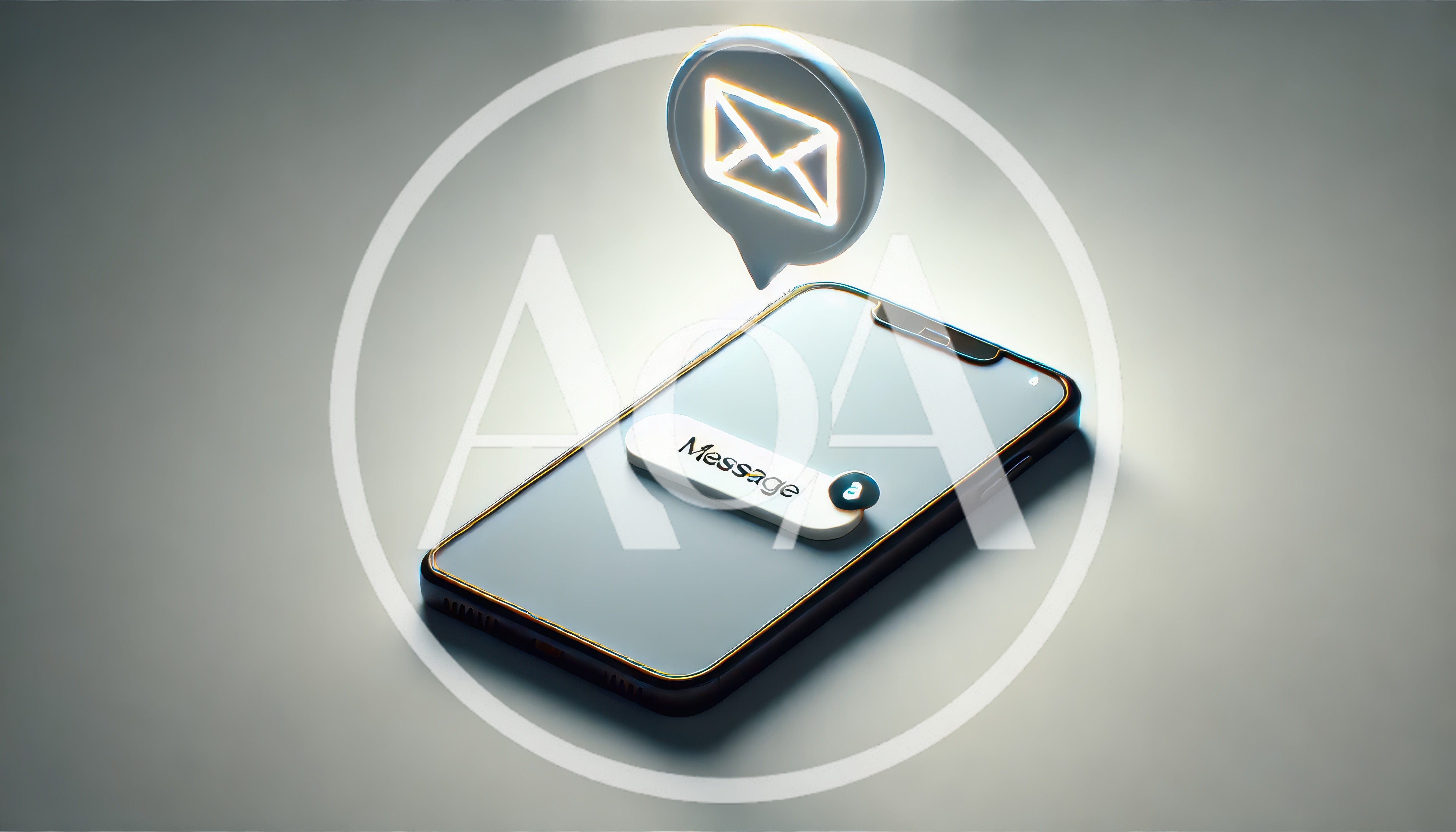 3D Smartphone With Floating Email Notification Icon