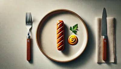 Grilled Sausage Served on a Plate with Mustard